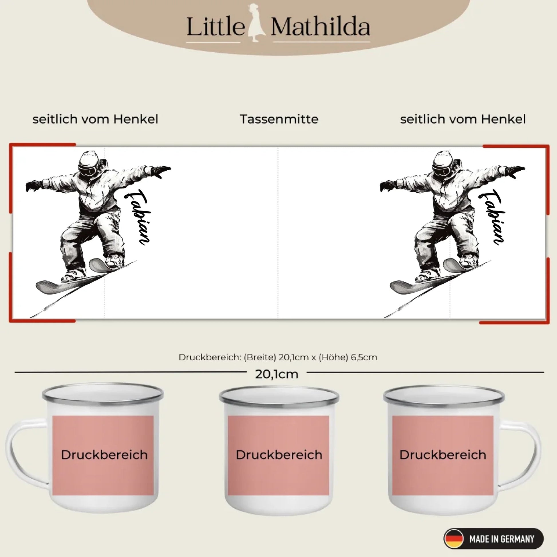 Personalisierte Ski Tasse mit Namen – Geschenk für Skifahrer & Wintersportfans Little Mathilda Little Mathilda Emaille Tasse