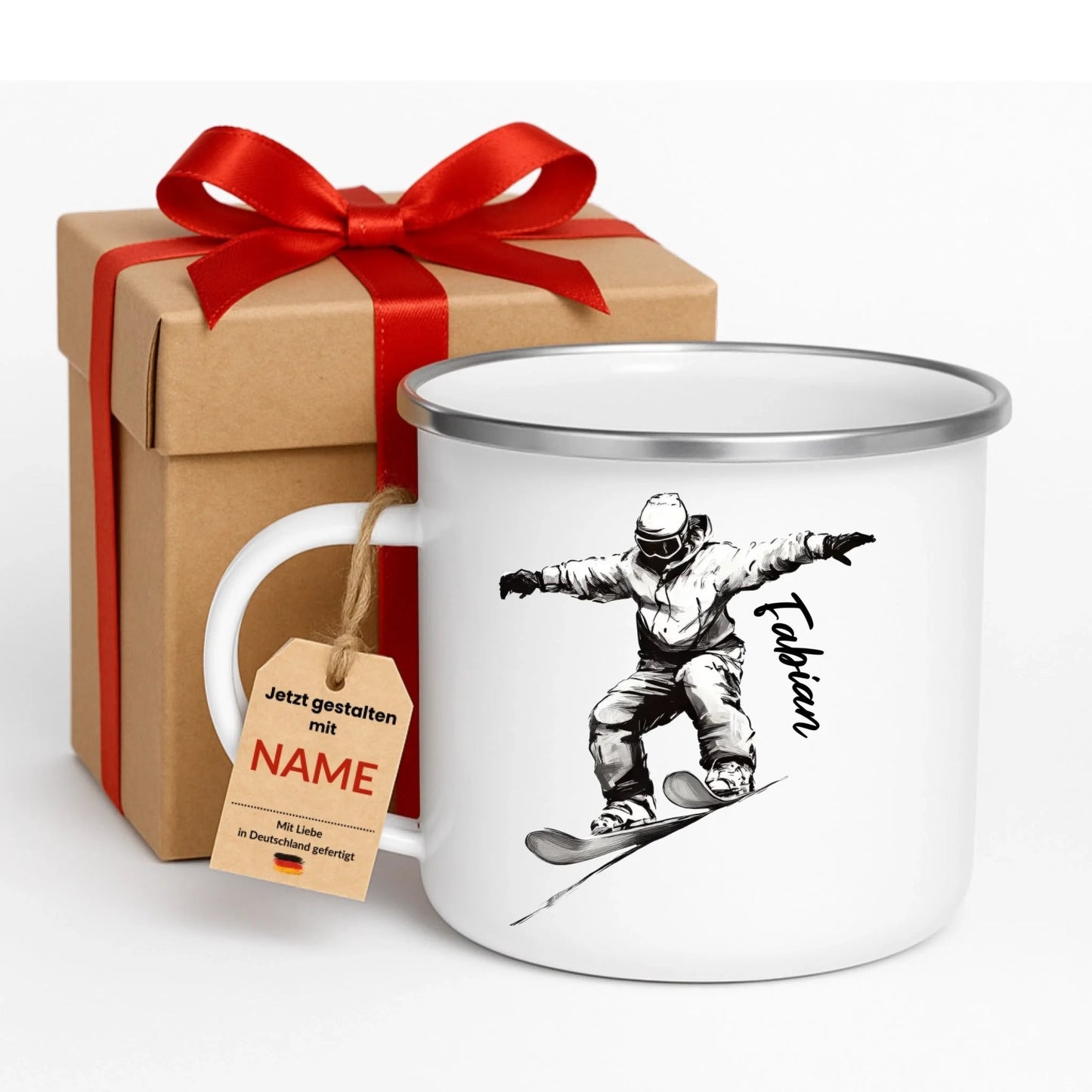 Personalisierte Ski Tasse mit Namen – Geschenk für Skifahrer & Wintersportfans Little Mathilda Little Mathilda Emaille Tasse