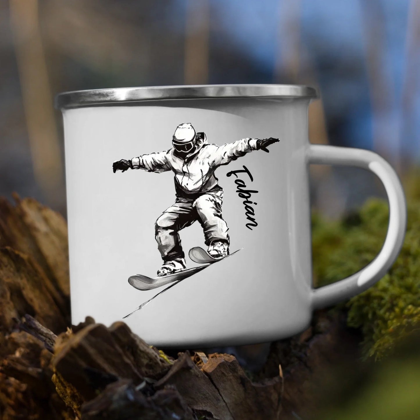 Personalisierte Ski Tasse mit Namen – Geschenk für Skifahrer & Wintersportfans Little Mathilda Little Mathilda Emaille Tasse