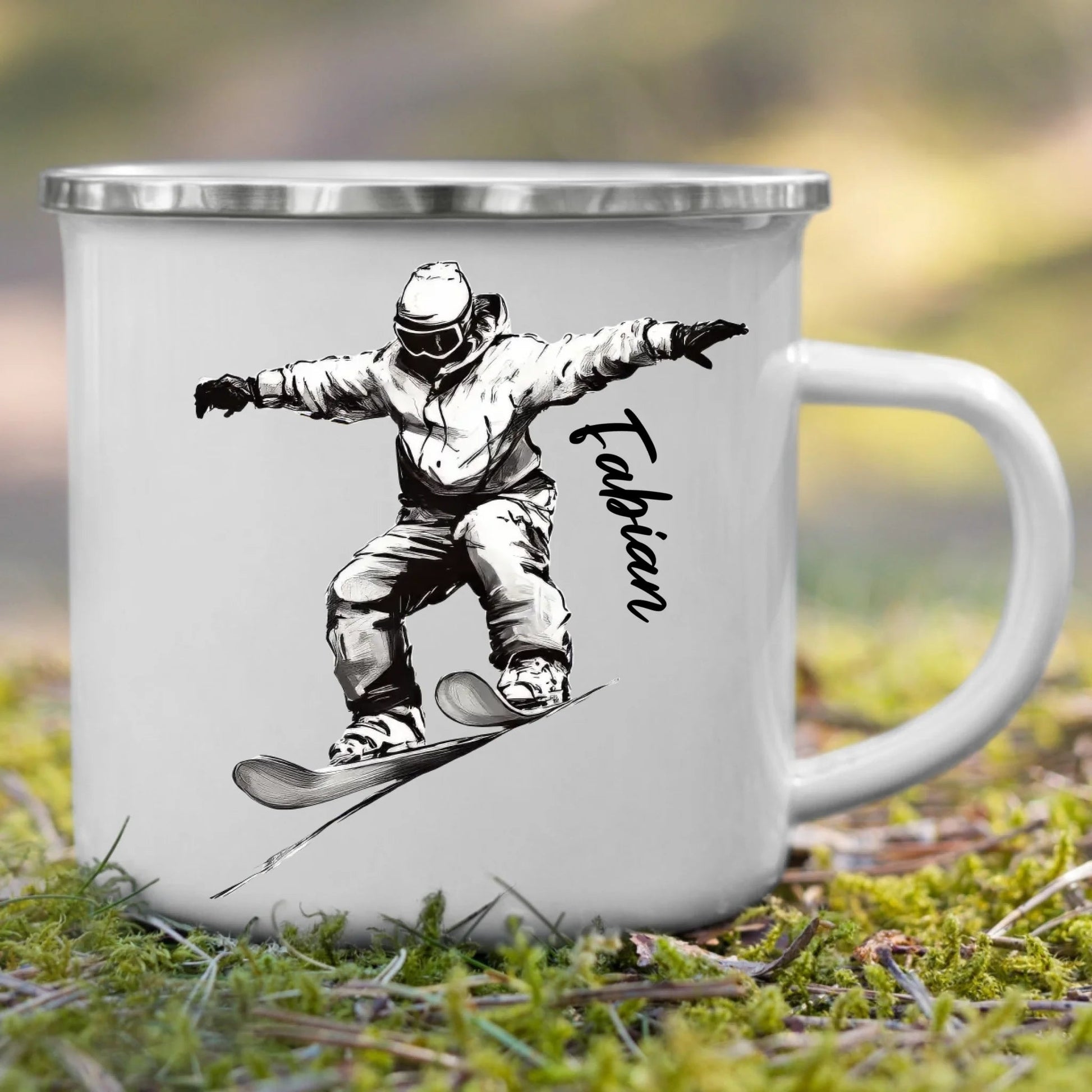 Personalisierte Ski Tasse mit Namen – Geschenk für Skifahrer & Wintersportfans Little Mathilda Little Mathilda Emaille Tasse