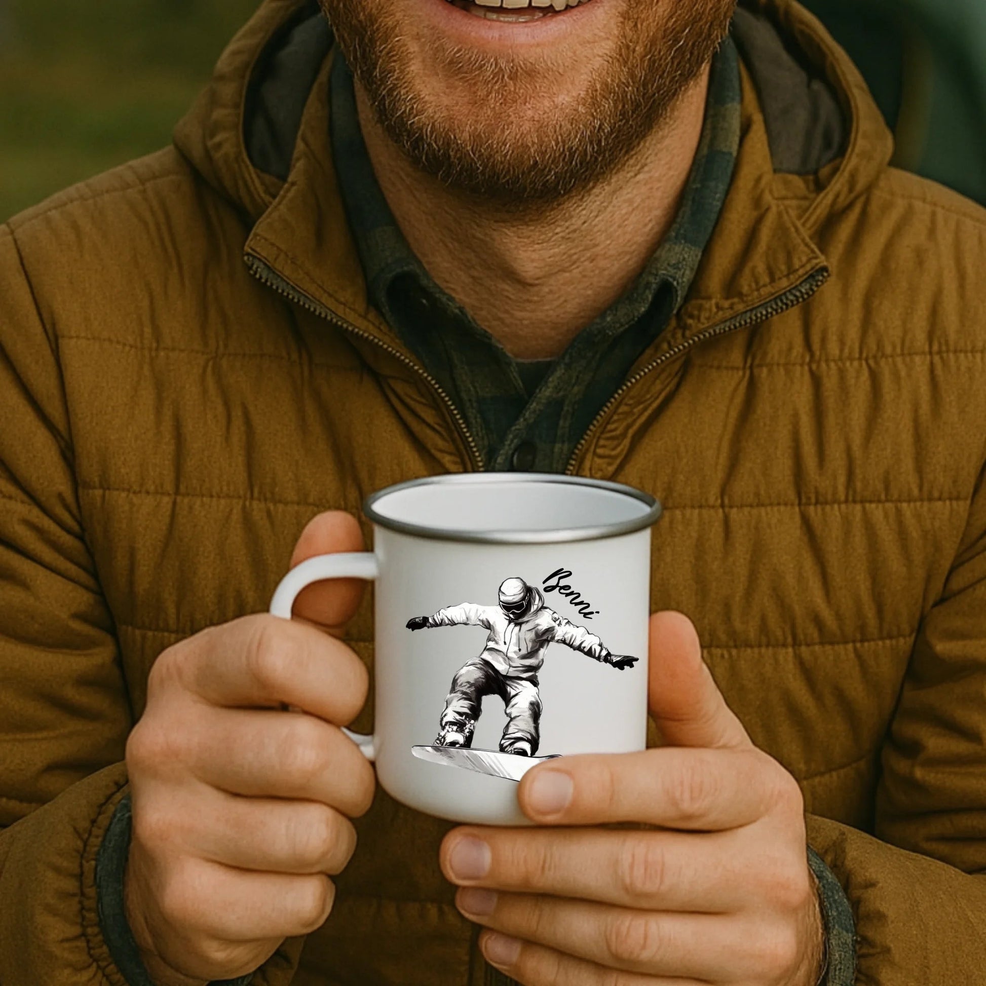 Personalisierte Snowboard Tasse mit Namen – Geschenk für Snowboarder & Wintersportfans Little Mathilda Little Mathilda Emaille Tasse