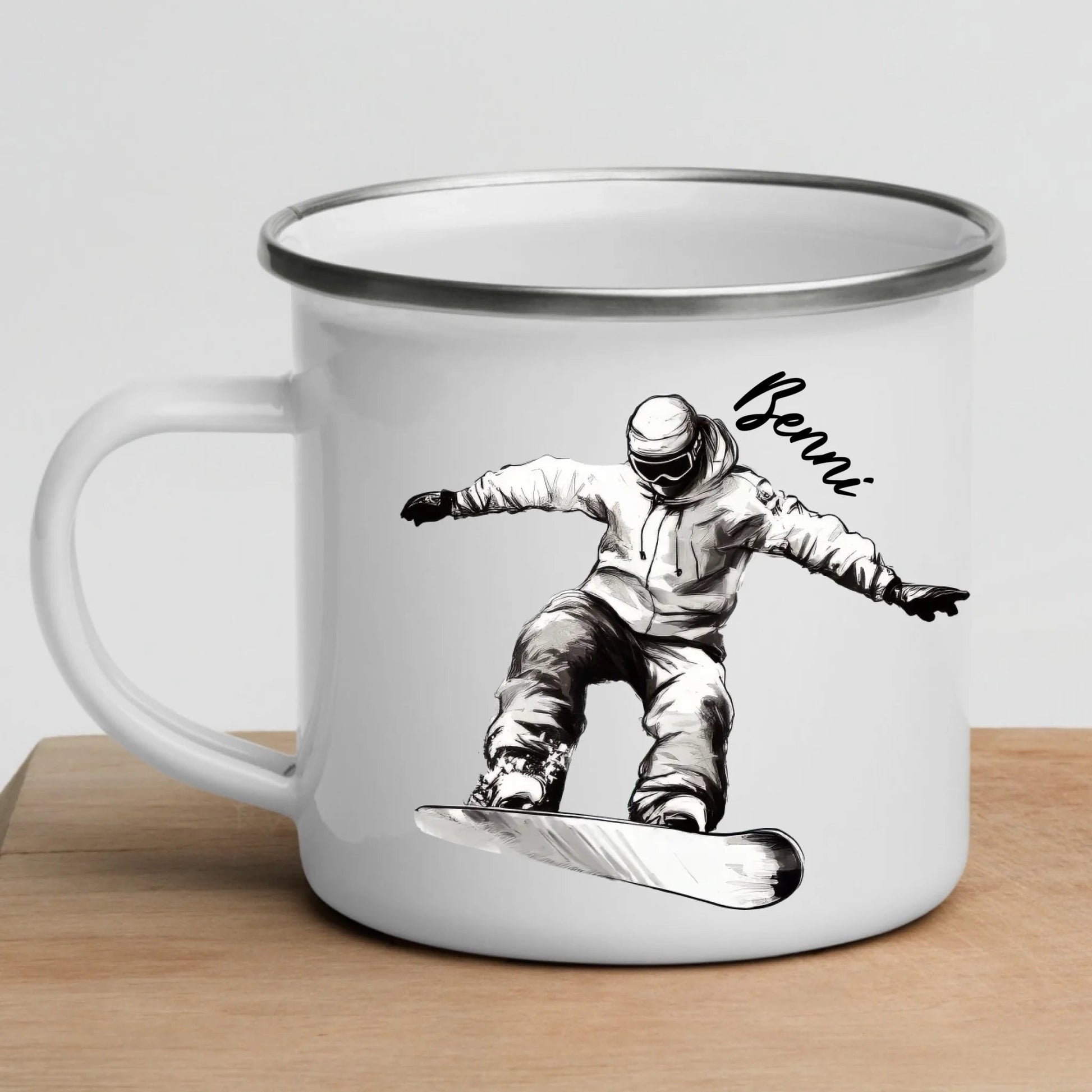 Personalisierte Snowboard Tasse mit Namen – Geschenk für Snowboarder & Wintersportfans Little Mathilda Little Mathilda Emaille Tasse