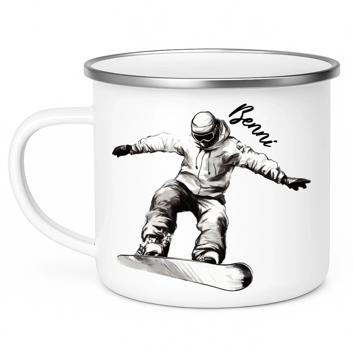 Personalisierte Snowboard Tasse mit Namen – Geschenk für Snowboarder & Wintersportfans Little Mathilda Little Mathilda Emaille Tasse