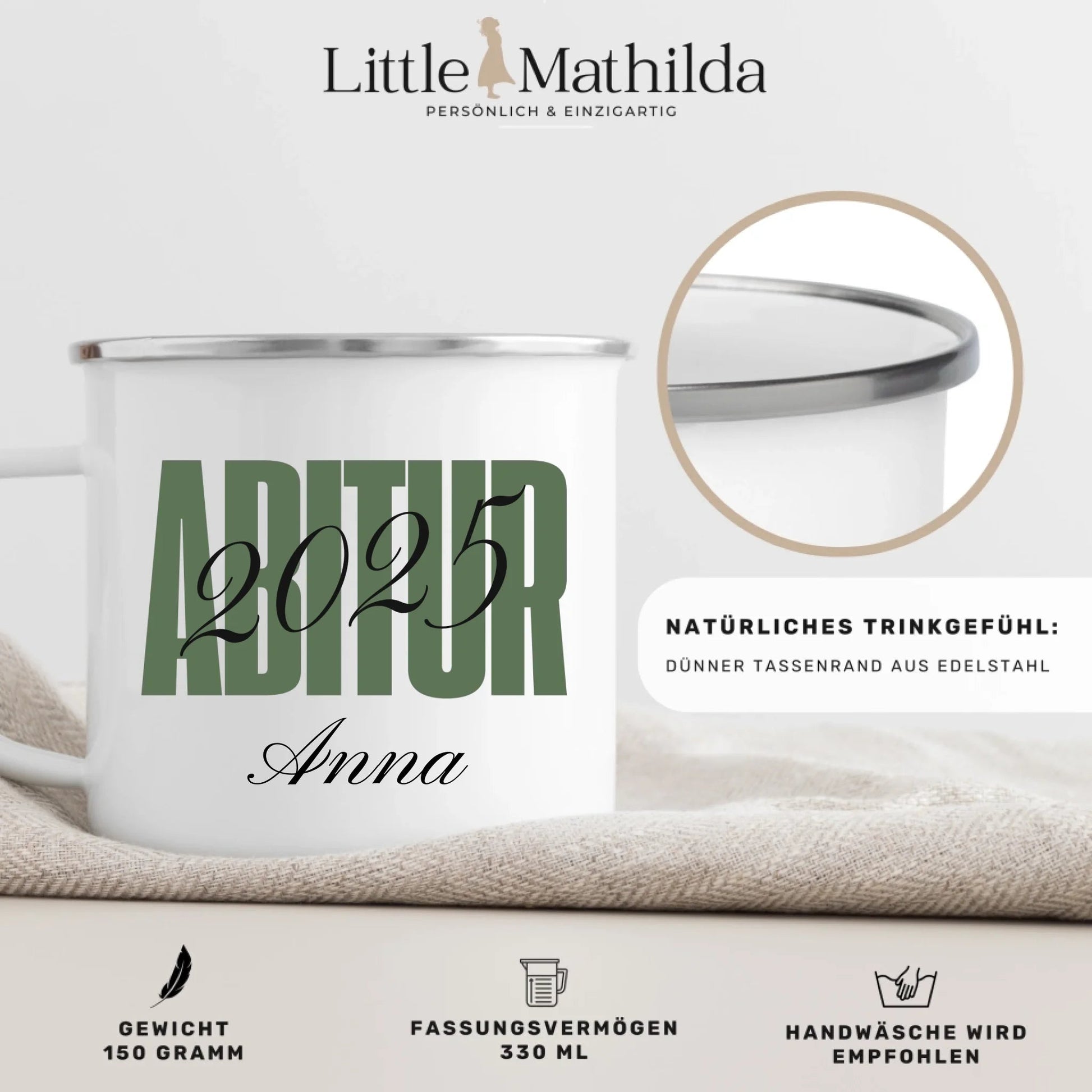 Personalisierte Tasse Abitur 2025 Little Mathilda Little Mathilda Emaille Tasse