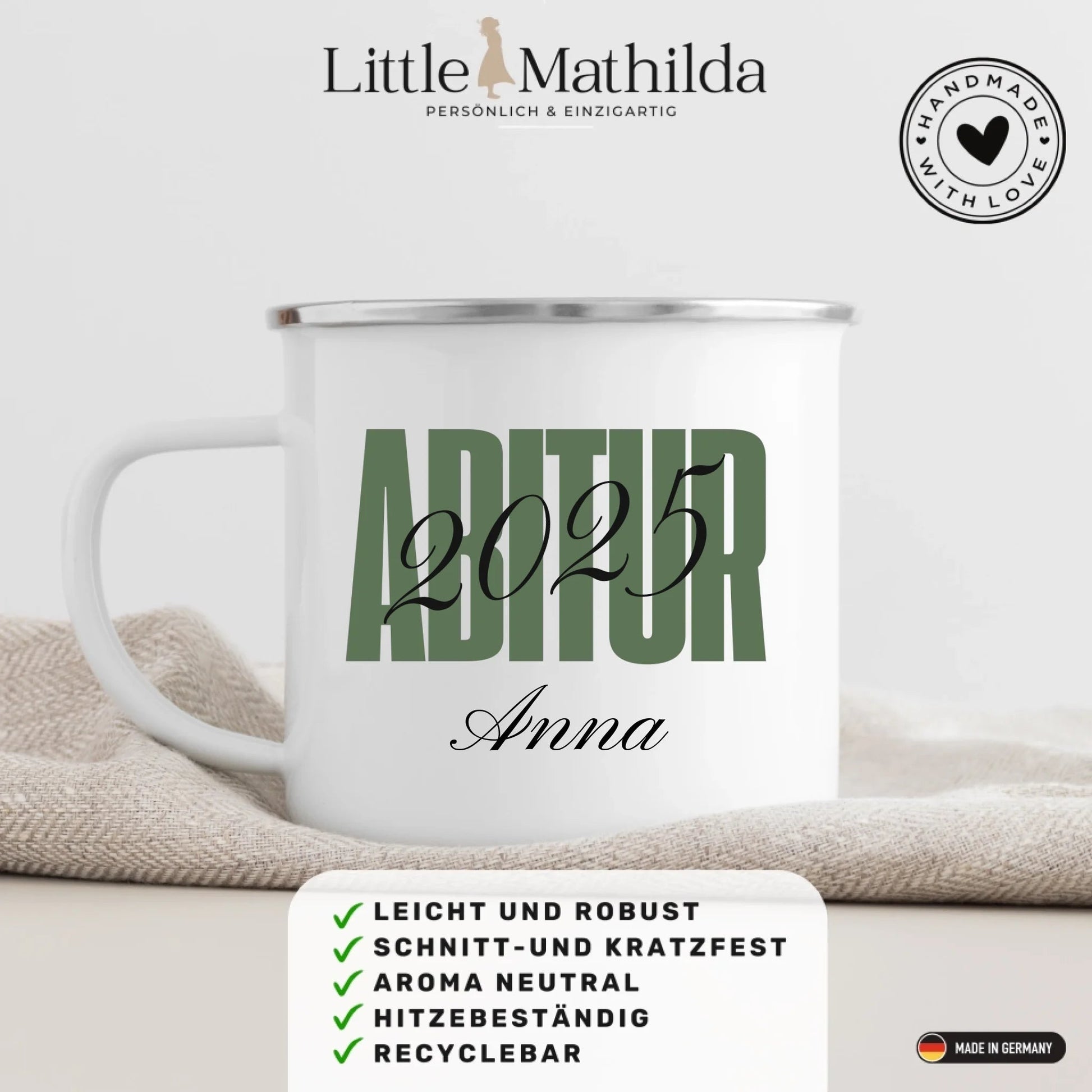 Personalisierte Tasse Abitur 2025 Little Mathilda Little Mathilda Emaille Tasse