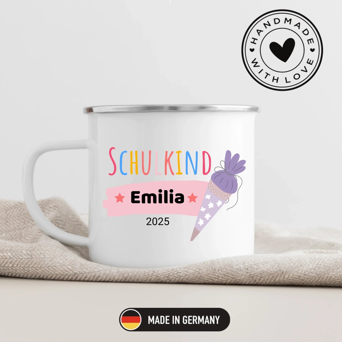 Personalisierte Tasse Schulkind 2025 Little Mathilda Little Mathilda Emaille Tasse