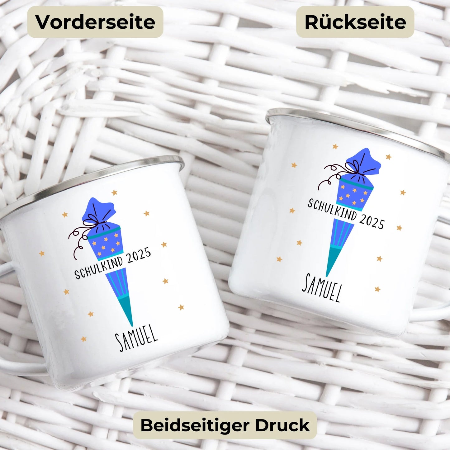 Personalisierte Tasse zur Einschulung - Schulkind 2025 Little Mathilda Little Mathilda Emaille Tasse