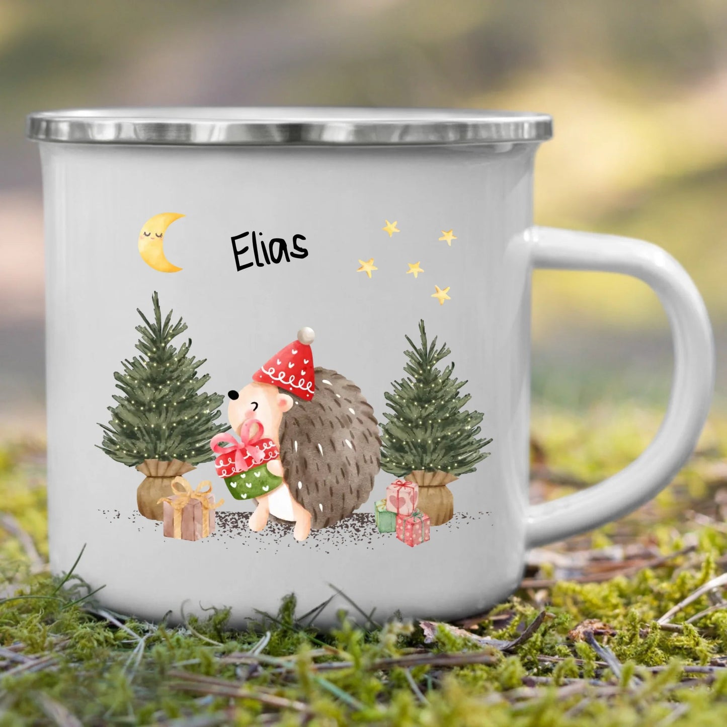 Personalisierte Weihnachtstasse für Kinder "Igel" Little Mathilda Little Mathilda Emaille Tasse