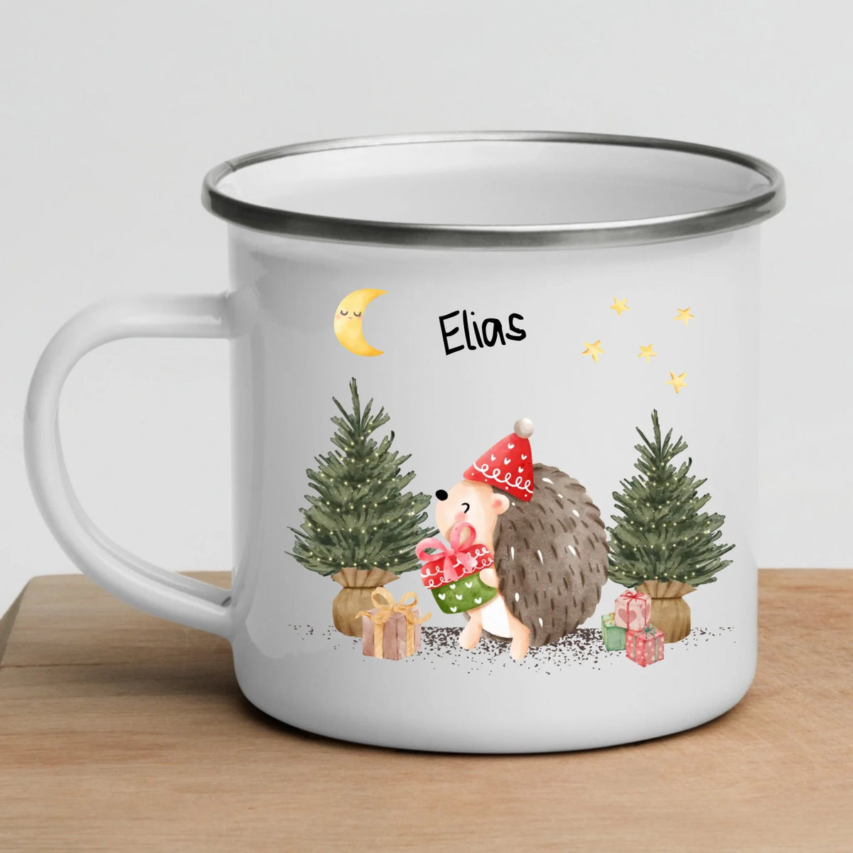 Personalisierte Weihnachtstasse für Kinder „Igel“ mit Namen Little Mathilda Little Mathilda Emaille Tasse