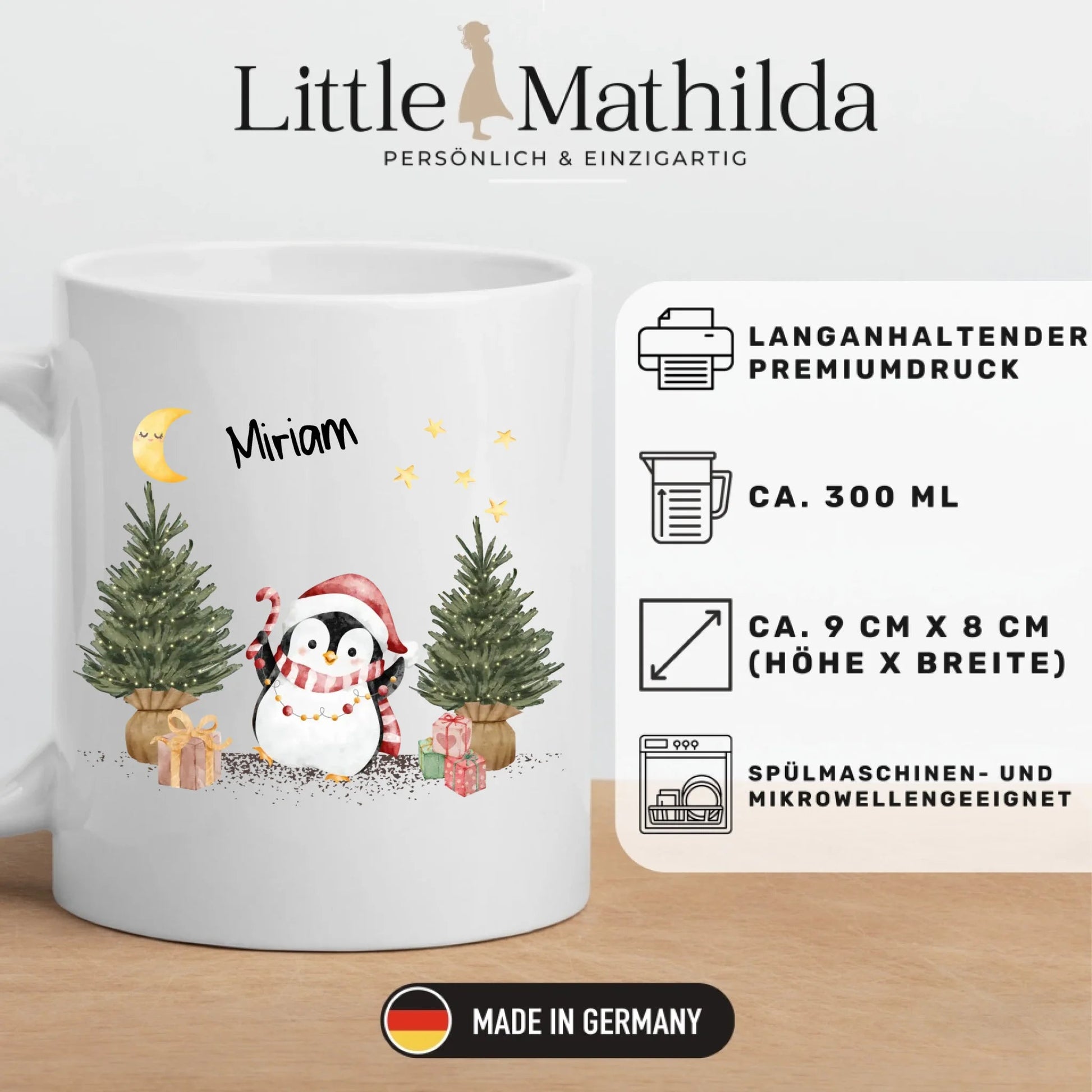 Personalisierte Weihnachtstasse für Kinder "Pinguin" Little Mathilda Little Mathilda Emaille Tasse