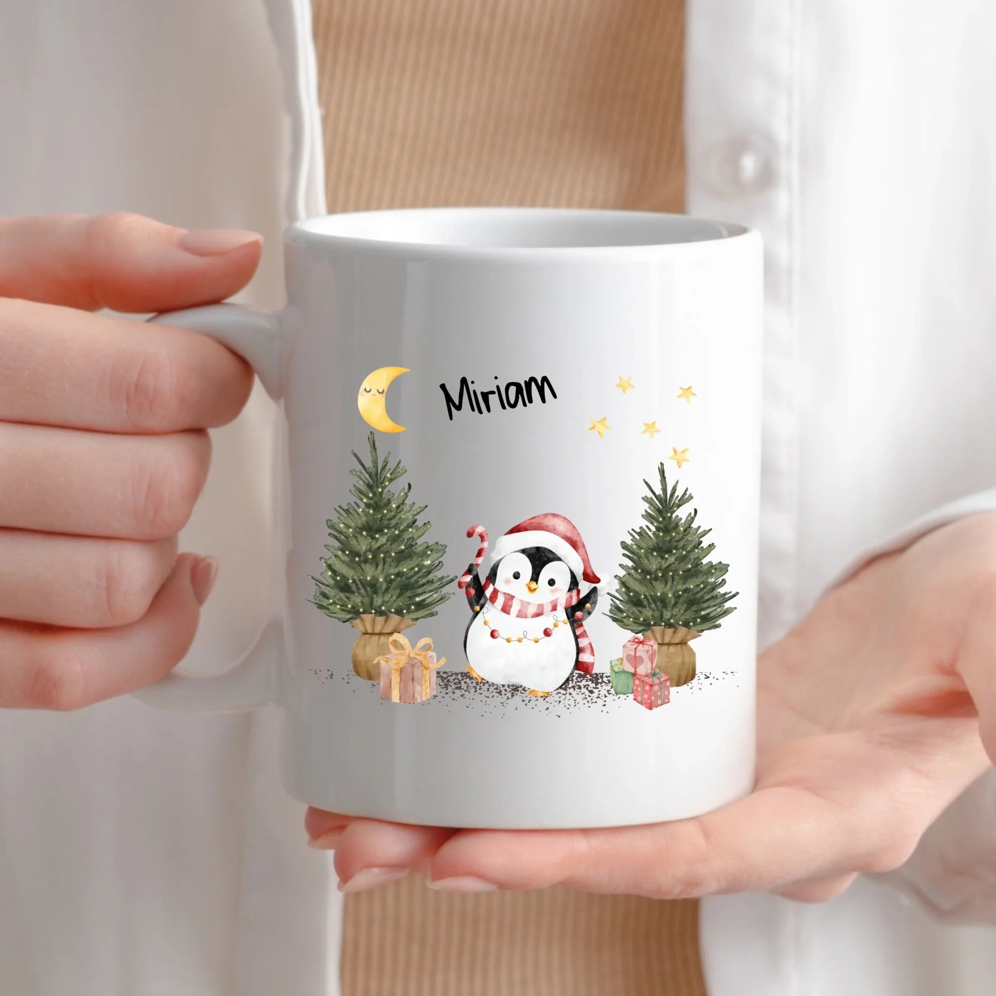 Personalisierte Weihnachtstasse für Kinder "Pinguin" Little Mathilda Little Mathilda Emaille Tasse