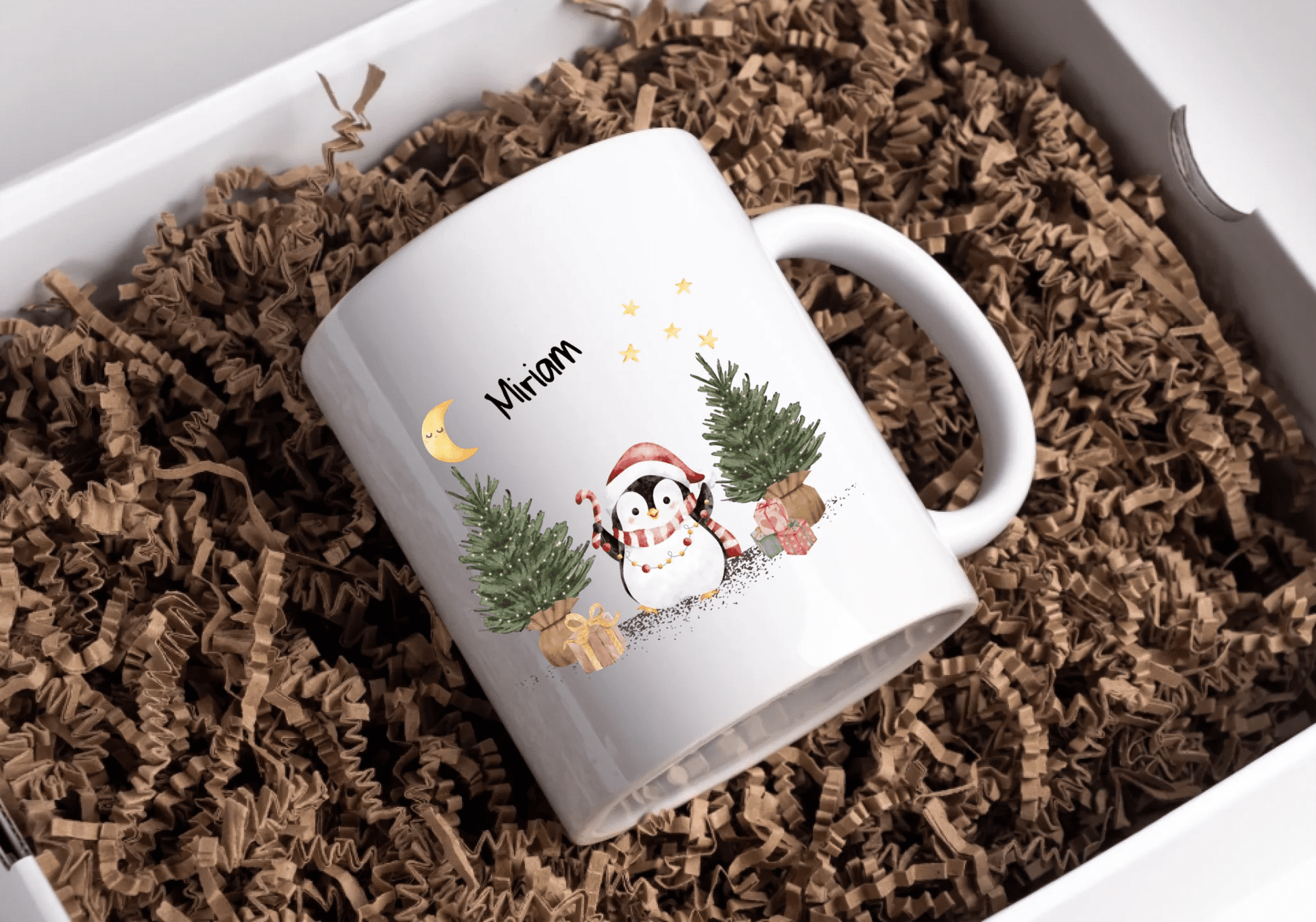 Personalisierte Weihnachtstasse für Kinder "Pinguin" Little Mathilda Little Mathilda Emaille Tasse