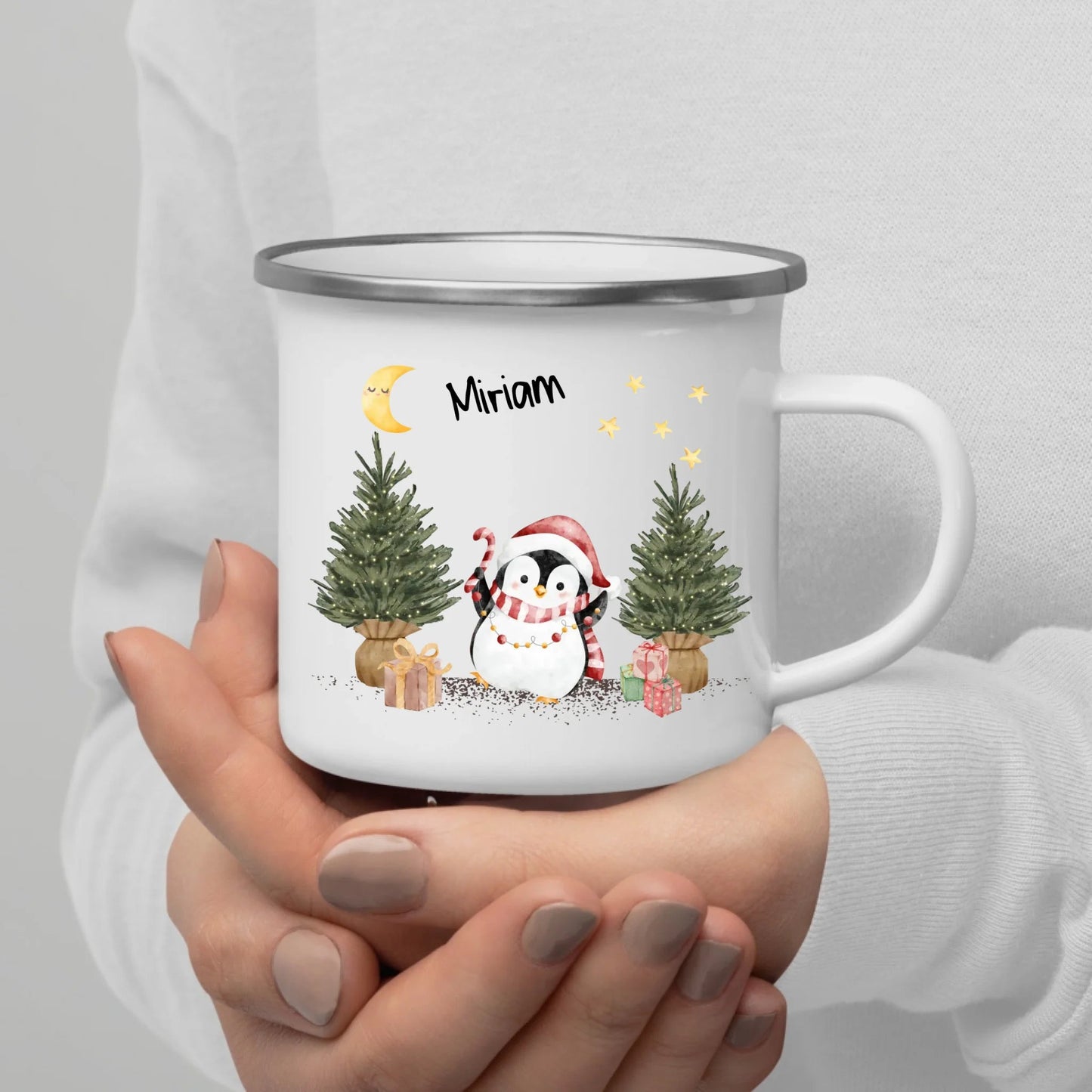 Personalisierte Weihnachtstasse für Kinder "Pinguin" Little Mathilda Little Mathilda Emaille Tasse