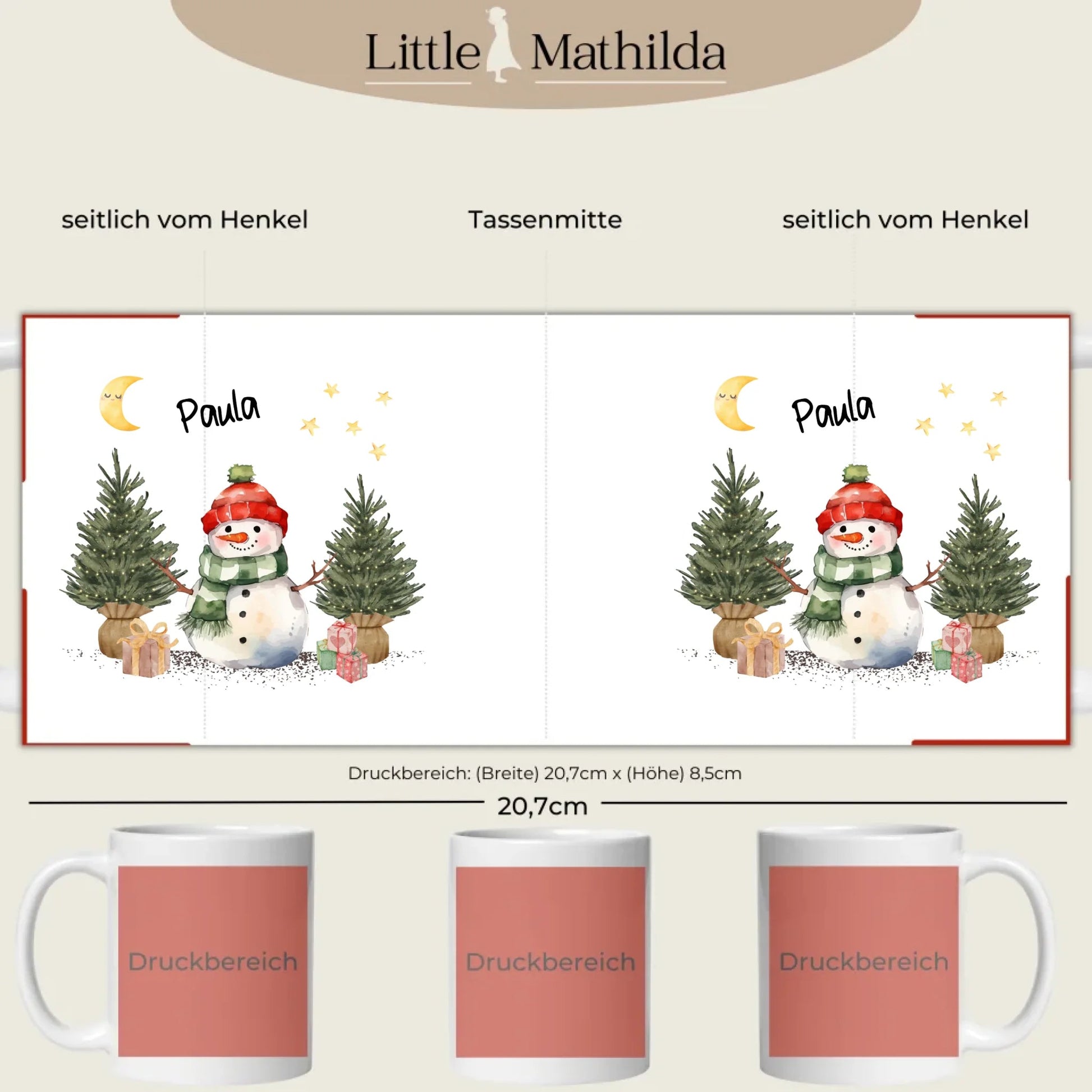 Personalisierte Weihnachtstasse für Kinder "Schneemann" Little Mathilda Little Mathilda Emaille Tasse