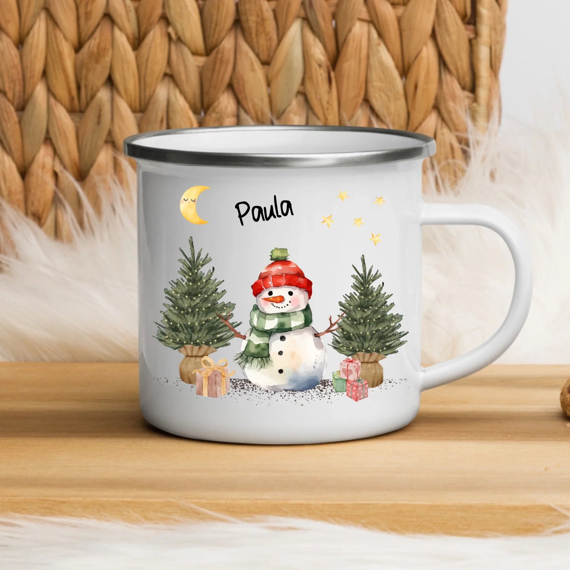 Personalisierte Weihnachtstasse für Kinder "Schneemann" Little Mathilda Little Mathilda Emaille Tasse