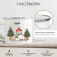 Personalisierte Weihnachtstasse für Kinder „Schneemann“ mit Namen Little Mathilda Little Mathilda Emaille Tasse