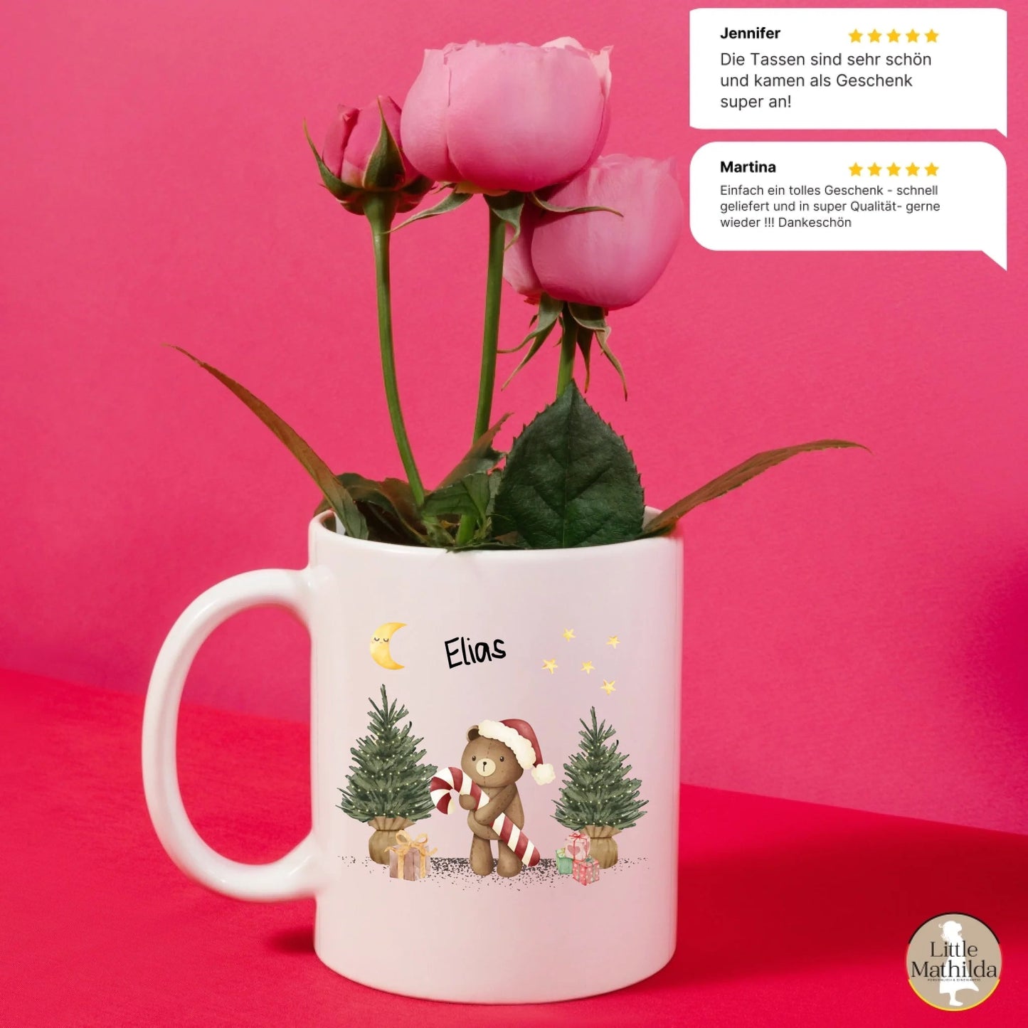 Personalisierte Weihnachtstasse für Kinder "Teddy" Little Mathilda Little Mathilda Emaille Tasse