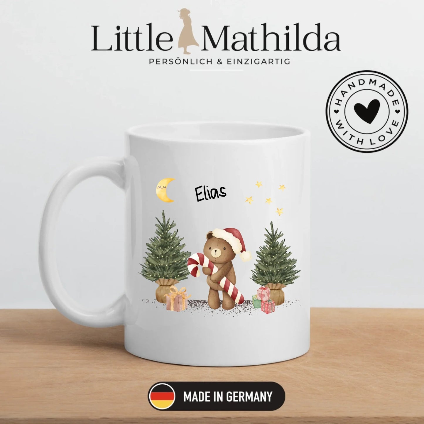 Personalisierte Weihnachtstasse für Kinder "Teddy" Little Mathilda Little Mathilda Emaille Tasse