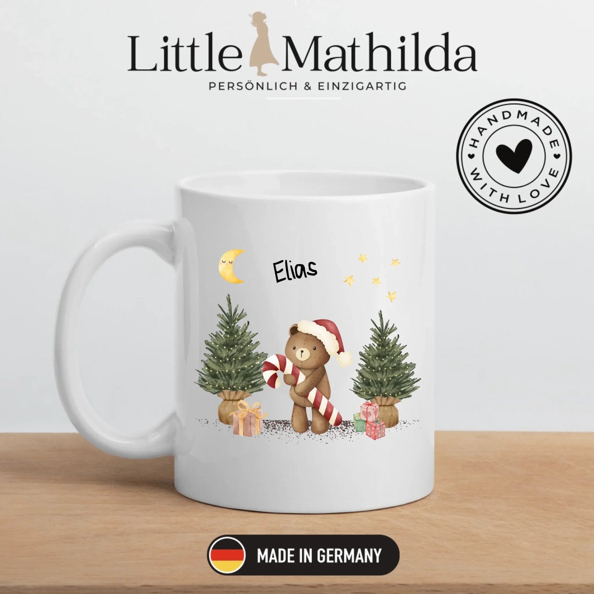 Personalisierte Weihnachtstasse für Kinder "Teddy" Little Mathilda Little Mathilda Emaille Tasse
