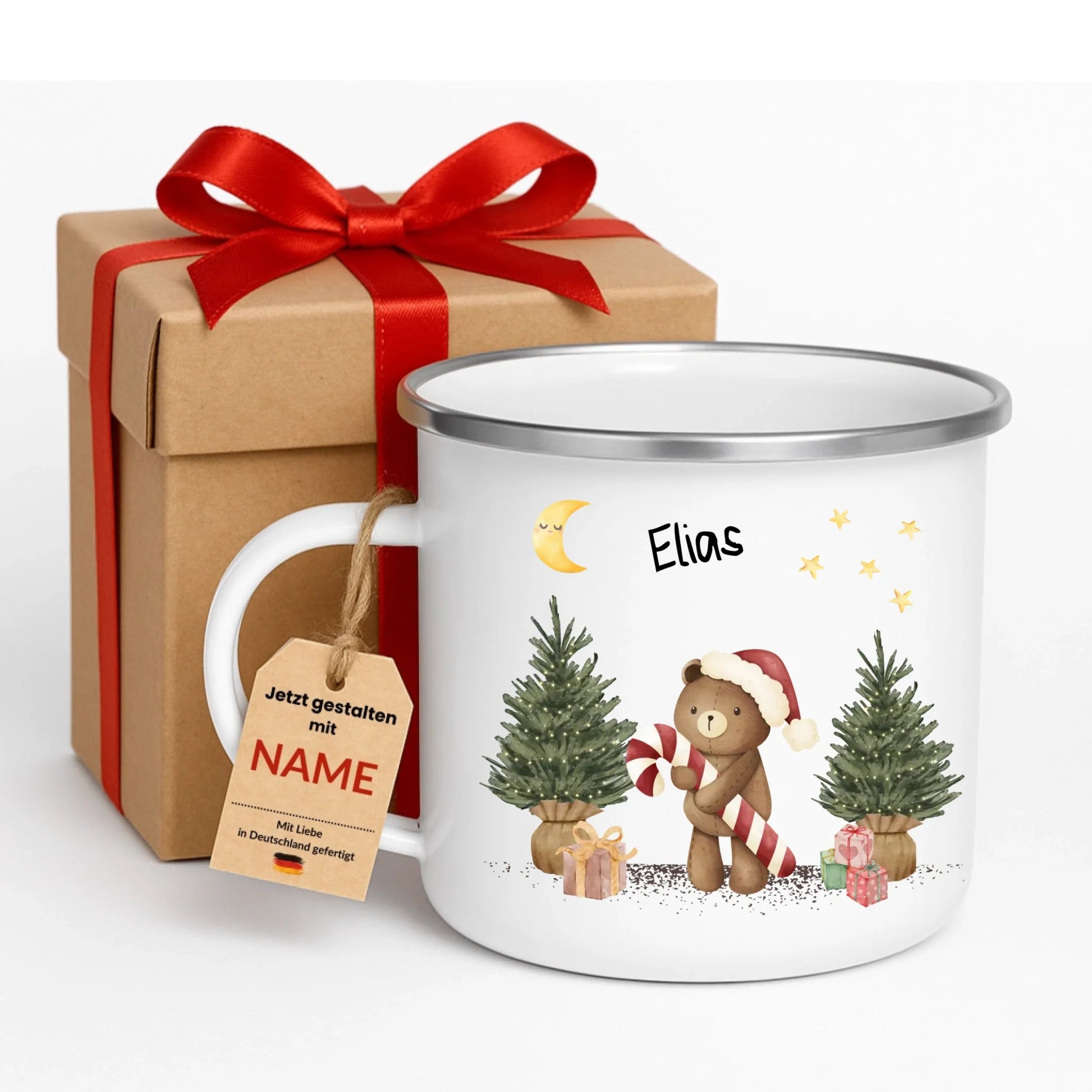 Personalisierte Weihnachtstasse für Kinder "Teddy" Little Mathilda Little Mathilda Emaille Tasse