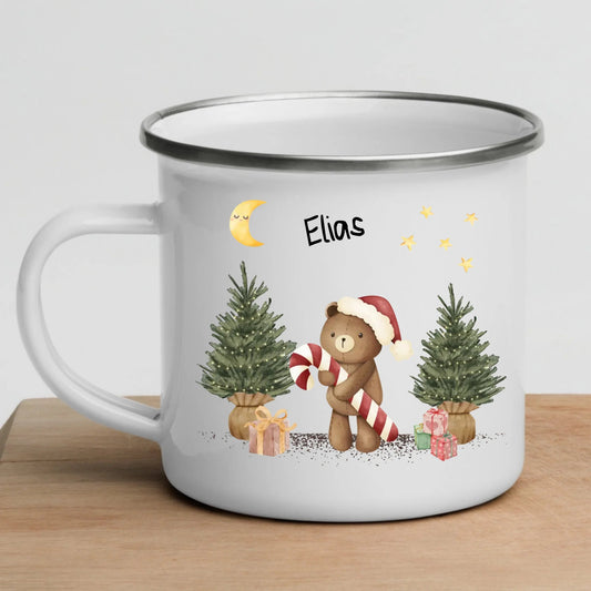 Personalisierte Weihnachtstasse für Kinder "Teddy" Little Mathilda Little Mathilda Emaille Tasse