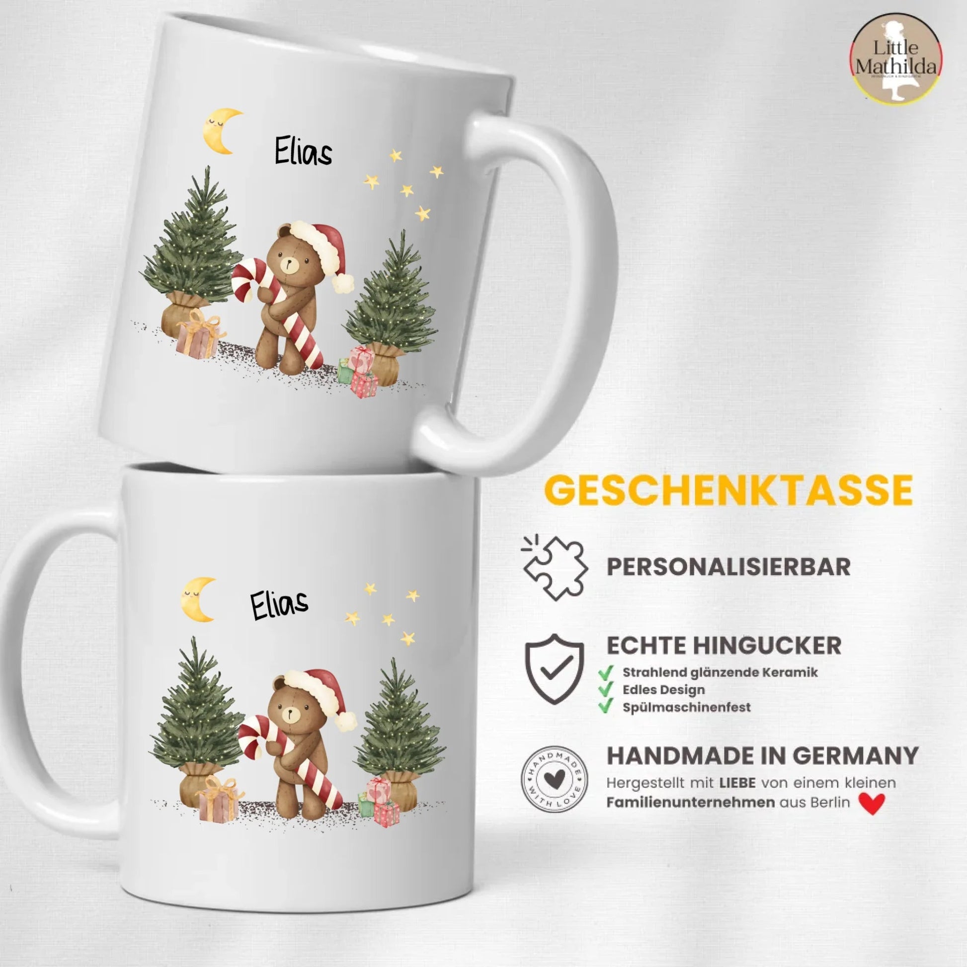 Personalisierte Weihnachtstasse für Kinder "Teddy" Little Mathilda Little Mathilda Emaille Tasse