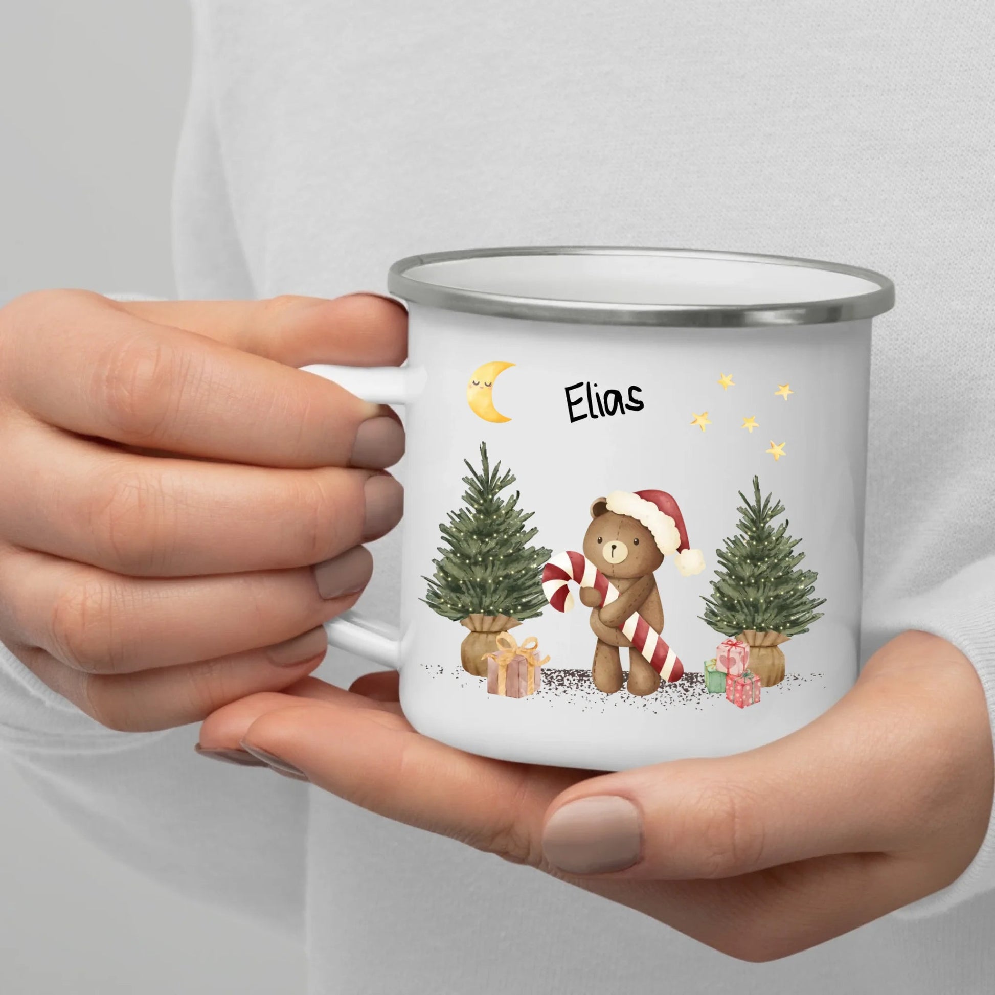Personalisierte Weihnachtstasse für Kinder "Teddy" Little Mathilda Little Mathilda Emaille Tasse
