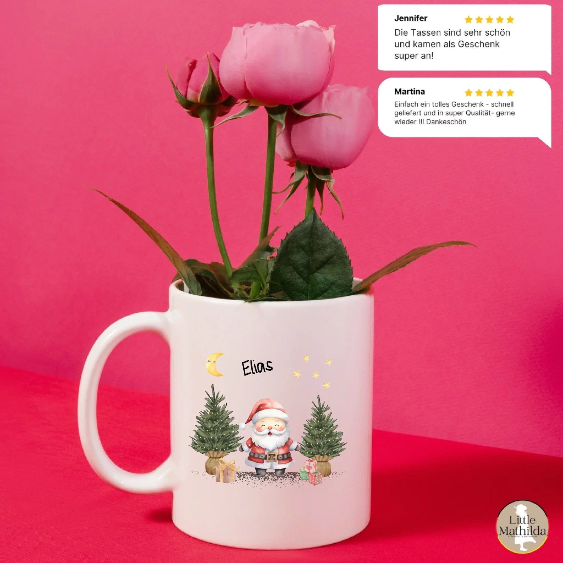 Personalisierte Weihnachtstasse für Kinder "Weihnachtsmann" Little Mathilda Little Mathilda Emaille Tasse