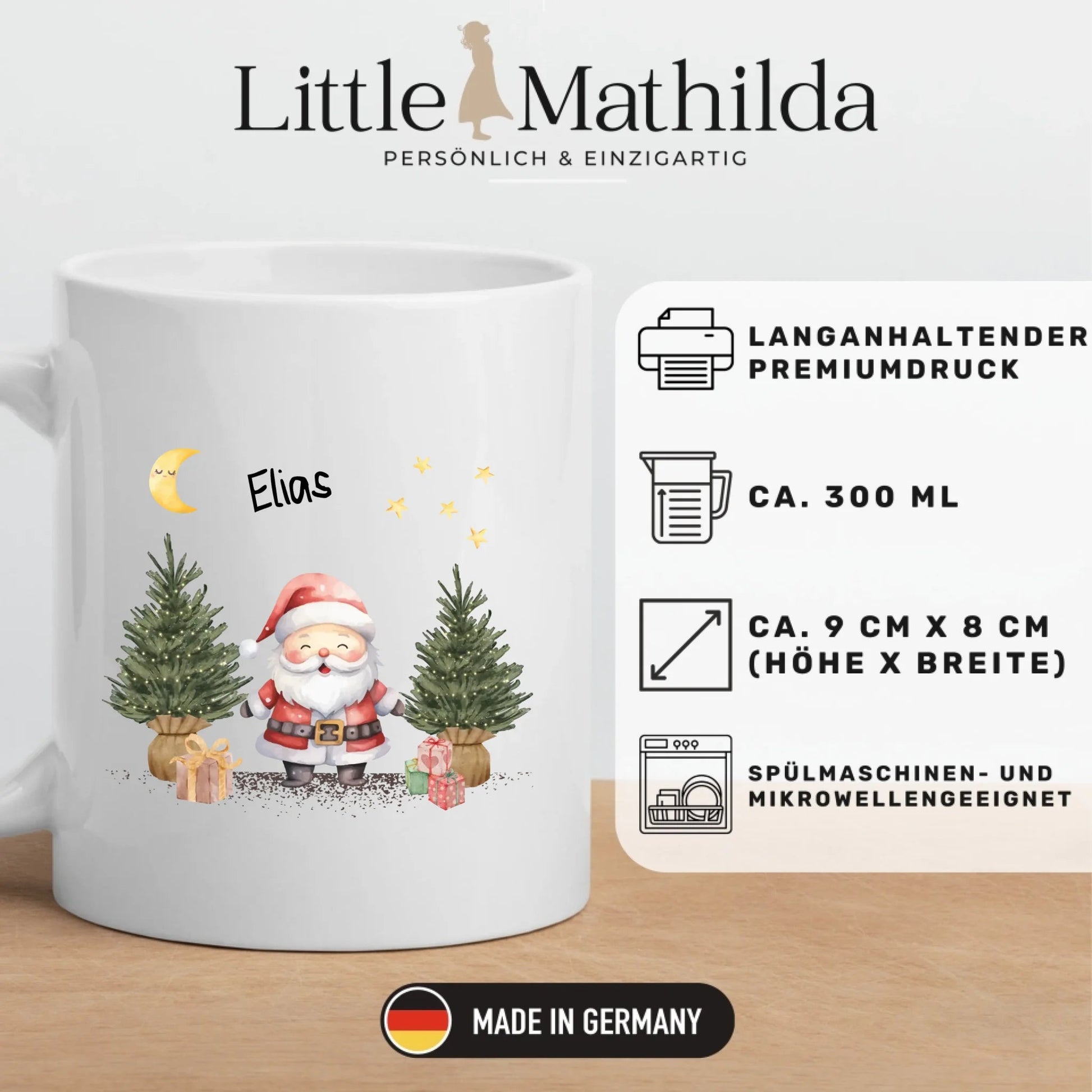 Personalisierte Weihnachtstasse für Kinder "Weihnachtsmann" Little Mathilda Little Mathilda Emaille Tasse