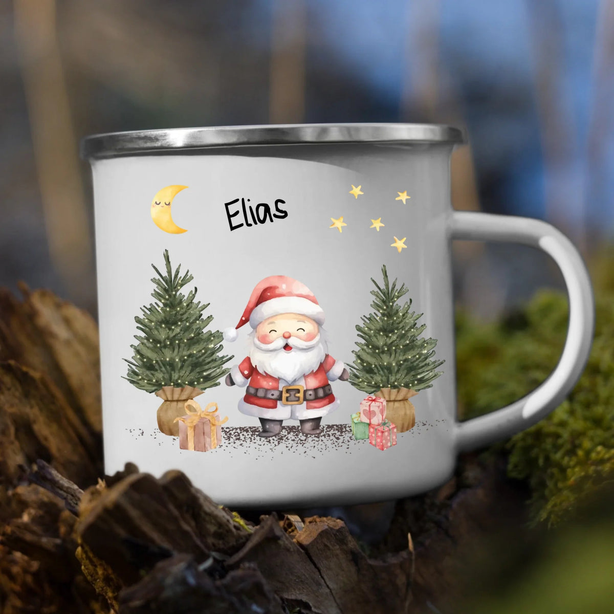 Personalisierte Weihnachtstasse für Kinder „Weihnachtsmann“ mit Namen Little Mathilda Little Mathilda Emaille Tasse