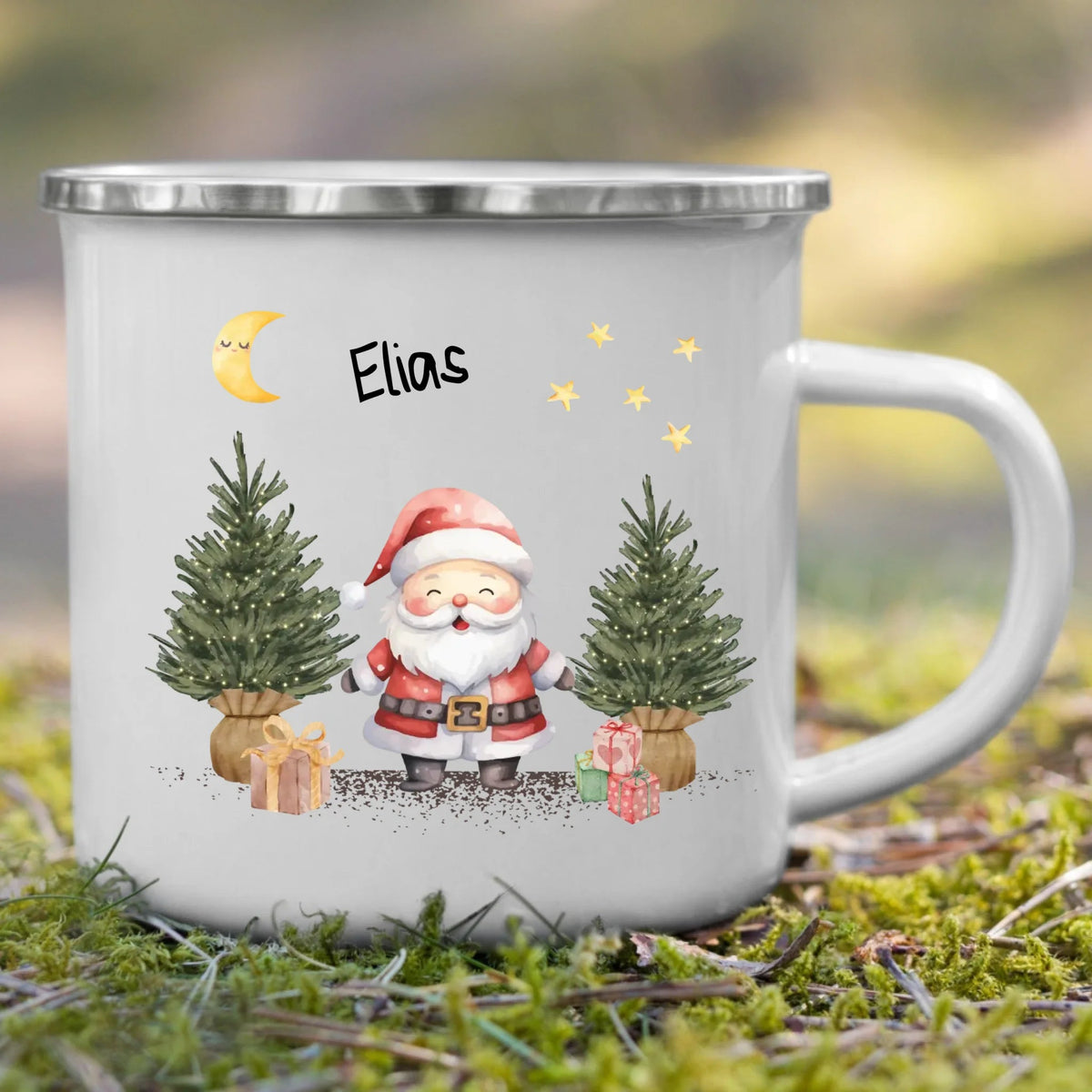 Personalisierte Weihnachtstasse für Kinder „Weihnachtsmann“ mit Namen Little Mathilda Little Mathilda Emaille Tasse