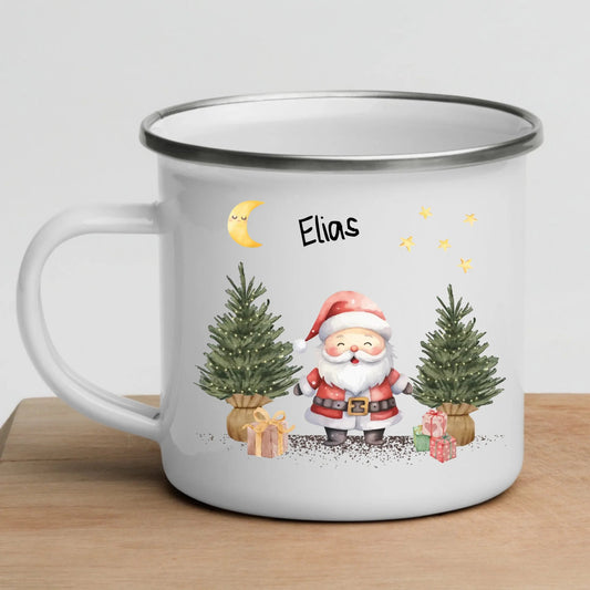 Personalisierte Weihnachtstasse für Kinder „Weihnachtsmann“ mit Namen Little Mathilda Little Mathilda Emaille Tasse