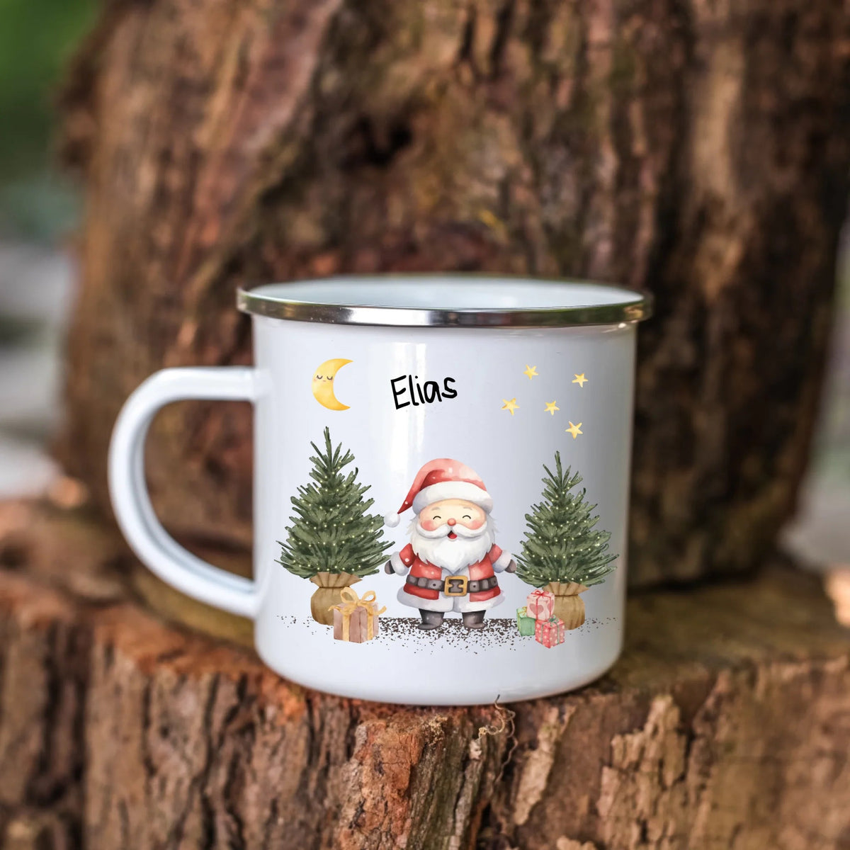 Personalisierte Weihnachtstasse für Kinder „Weihnachtsmann“ mit Namen Little Mathilda Little Mathilda Emaille Tasse