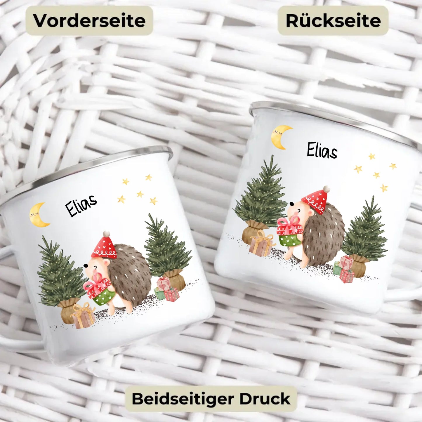 Personalisierte Weihnachtstasse für Kinder "Igel" Little Mathilda Little Mathilda Emaille Tasse