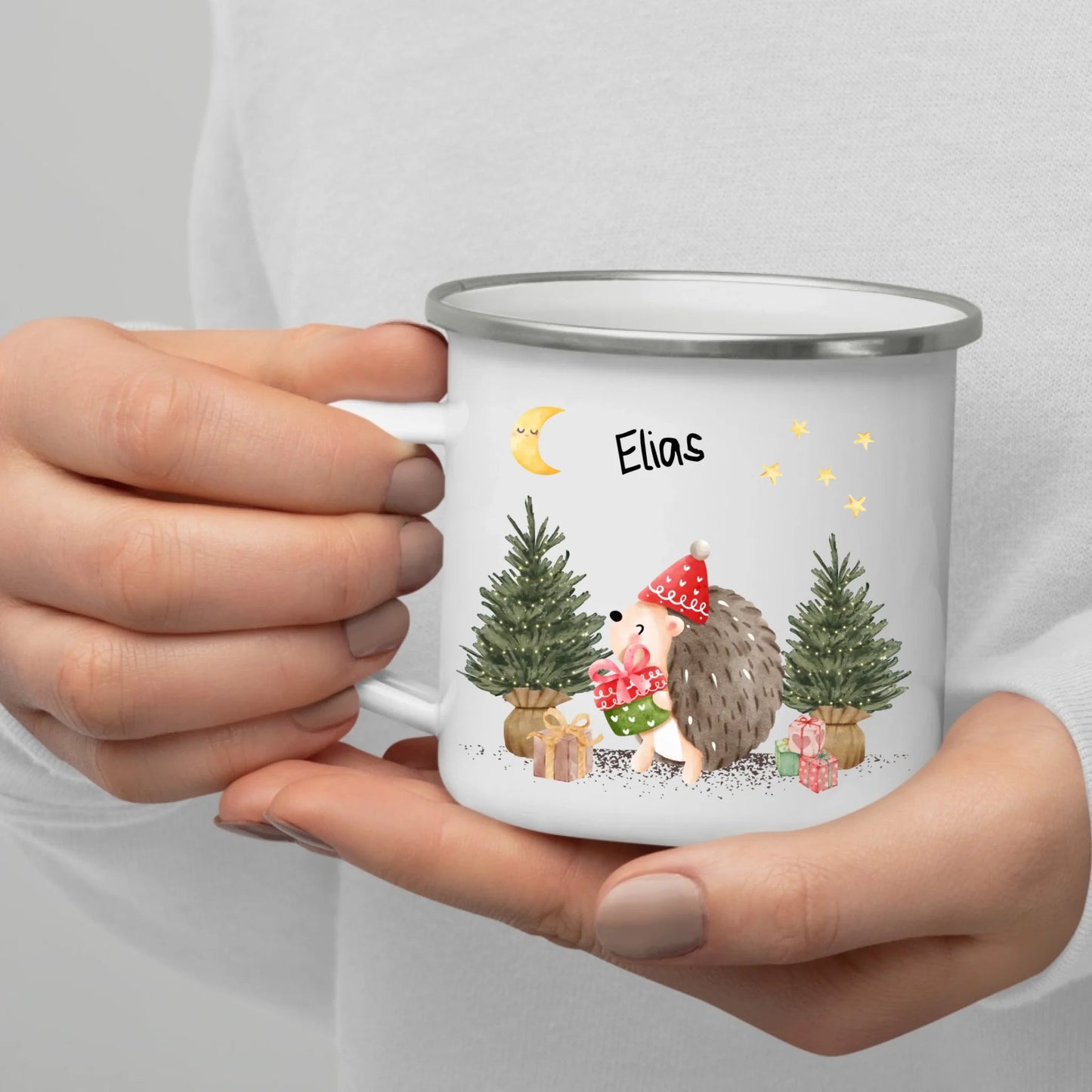 Personalisierte Weihnachtstasse für Kinder "Igel" Little Mathilda Little Mathilda Emaille Tasse