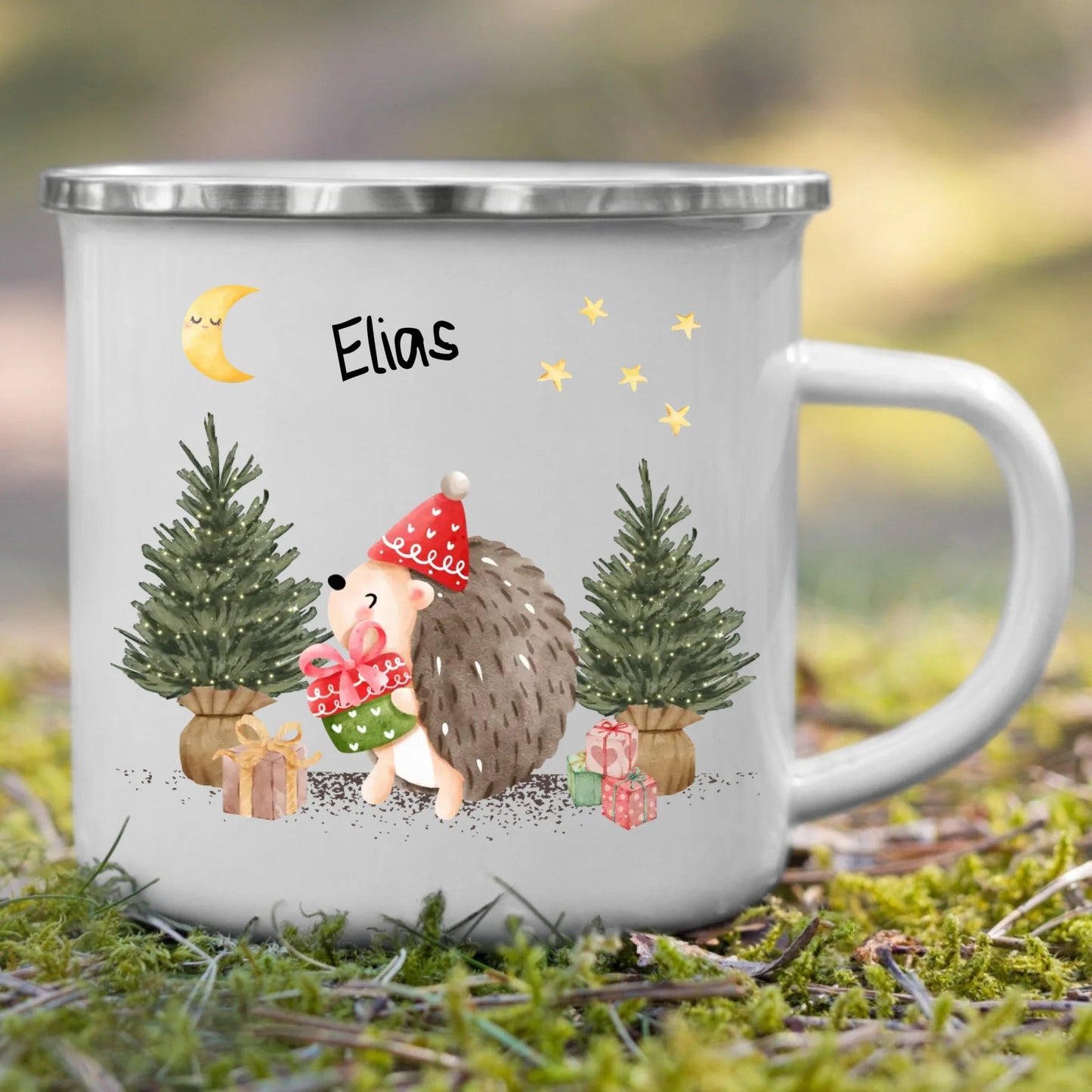 Personalisierte Weihnachtstasse für Kinder "Igel" Little Mathilda Little Mathilda Emaille Tasse