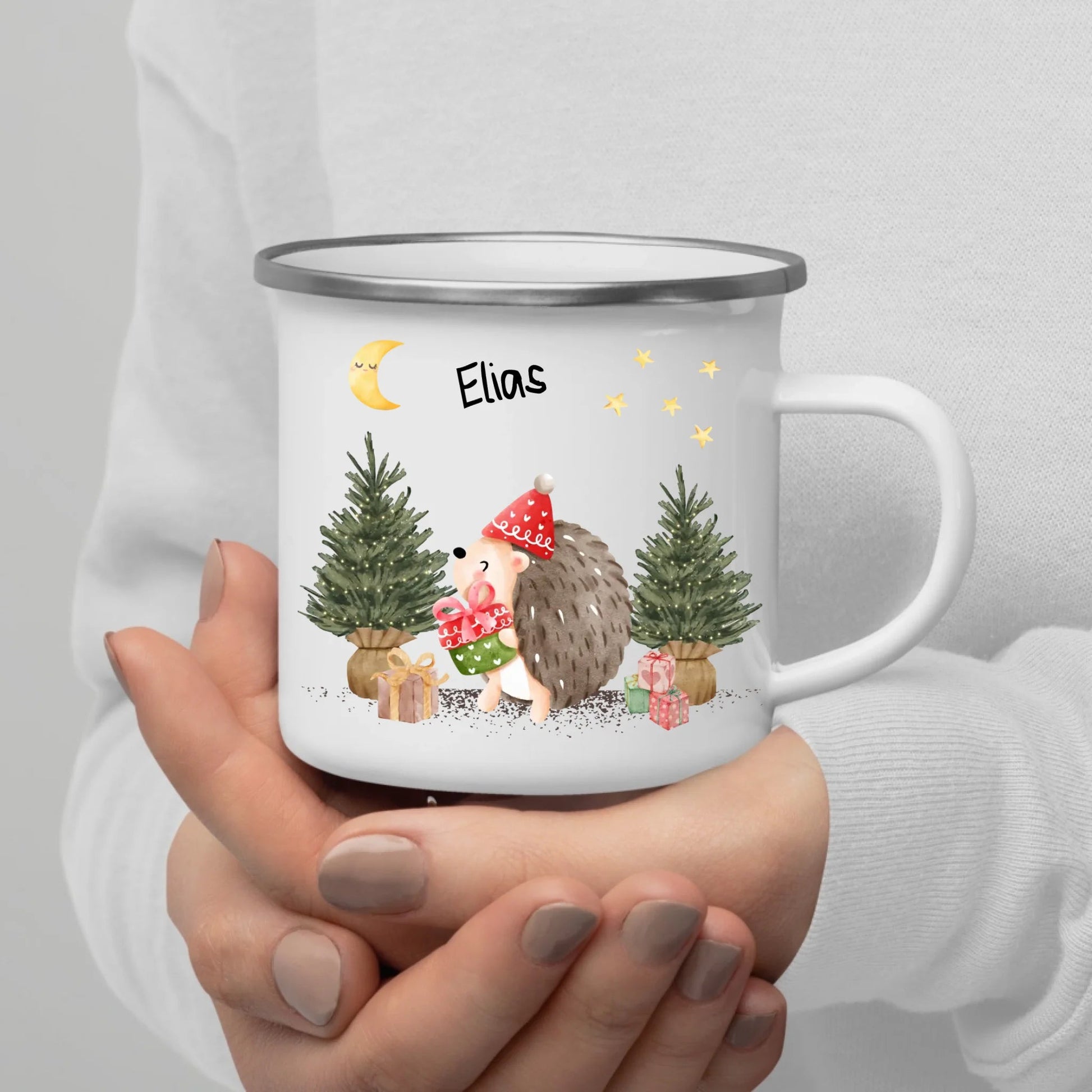 Personalisierte Weihnachtstasse für Kinder "Igel" Little Mathilda Little Mathilda Emaille Tasse