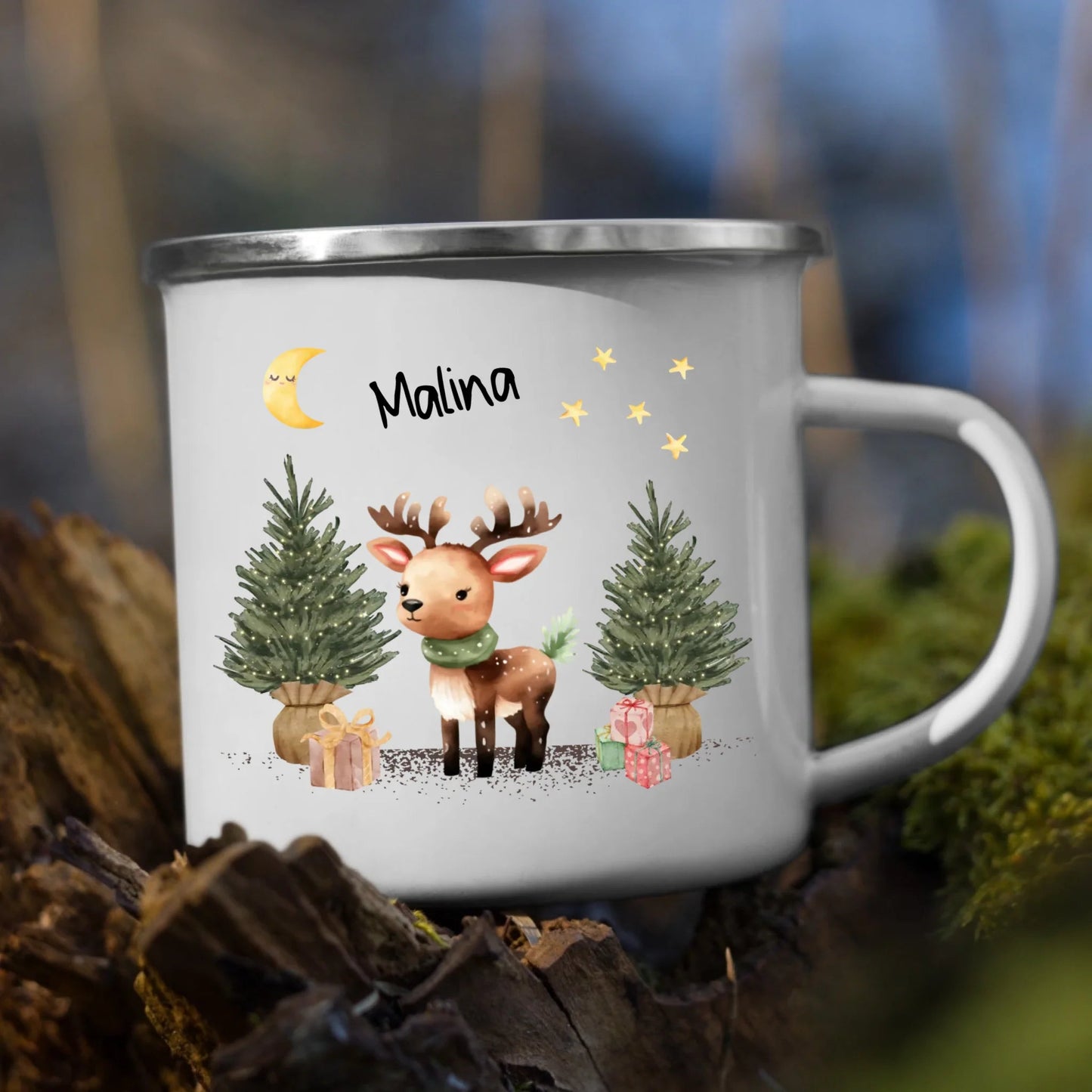 Personalisierte Weihnachtstasse für Kinder "Rentier" Little Mathilda Little Mathilda Emaille Tasse