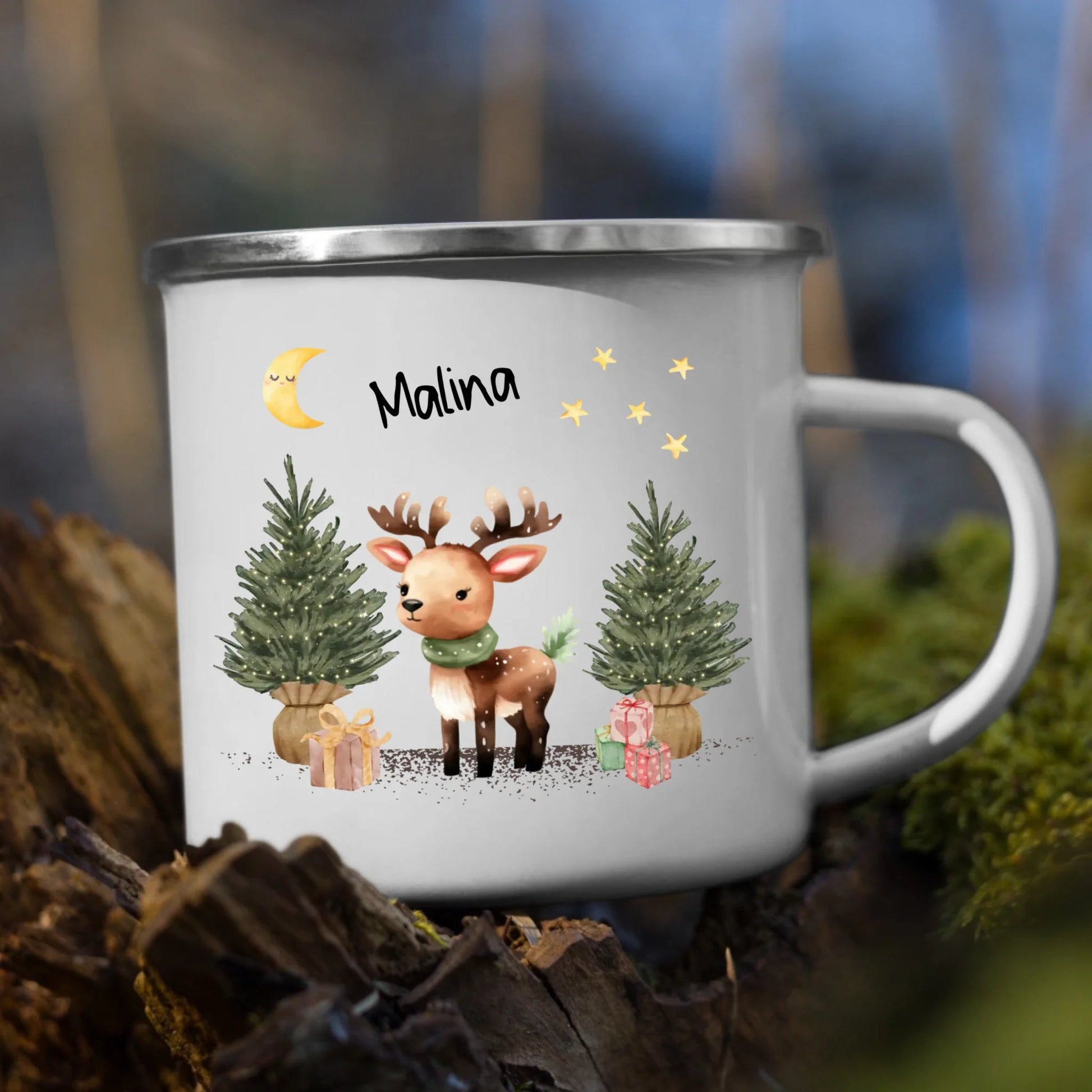 Personalisierte Weihnachtstasse für Kinder "Rentier" Little Mathilda Little Mathilda Emaille Tasse
