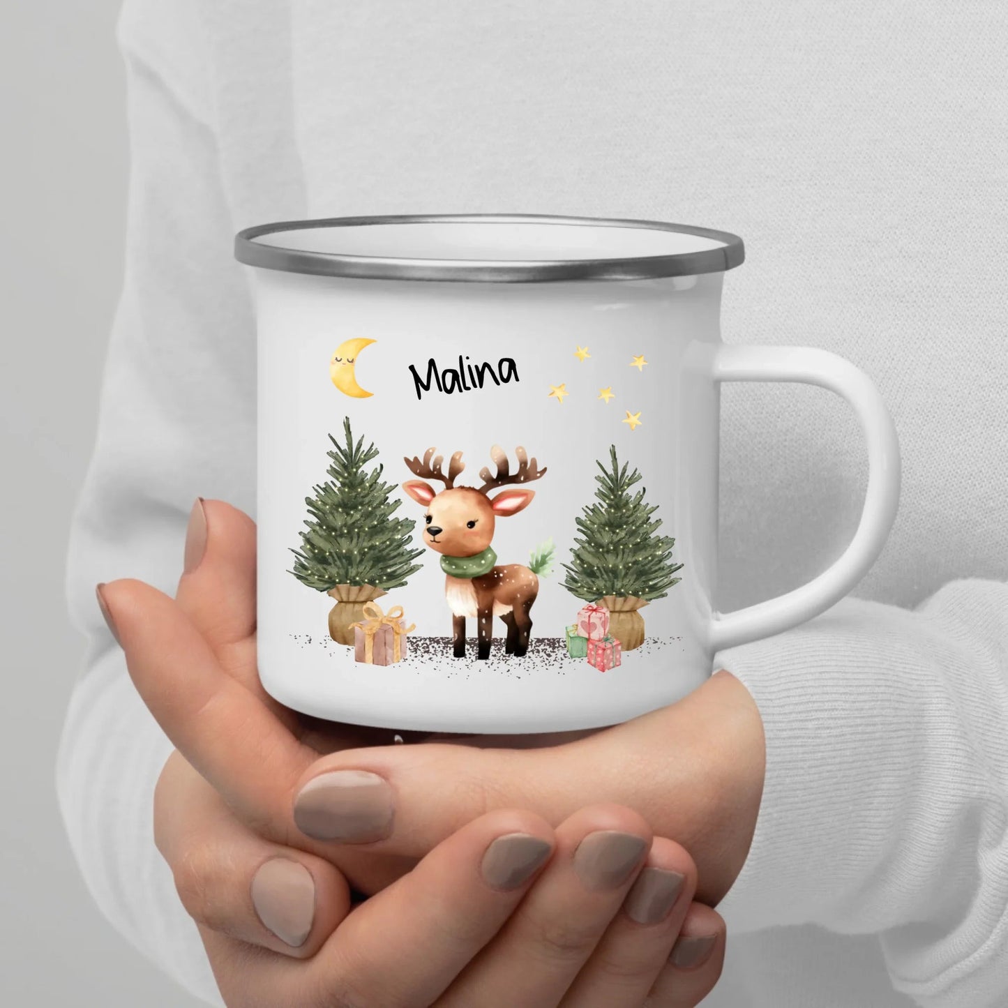 Personalisierte Weihnachtstasse für Kinder "Rentier" Little Mathilda Little Mathilda Emaille Tasse