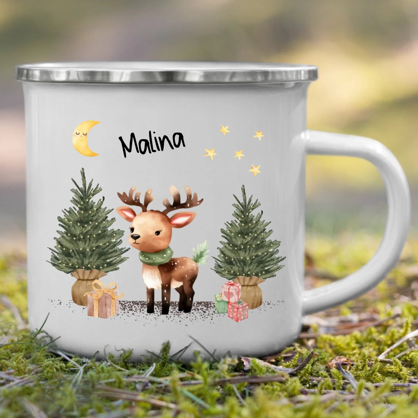 Personalisierte Weihnachtstasse für Kinder "Rentier" Little Mathilda Little Mathilda Emaille Tasse