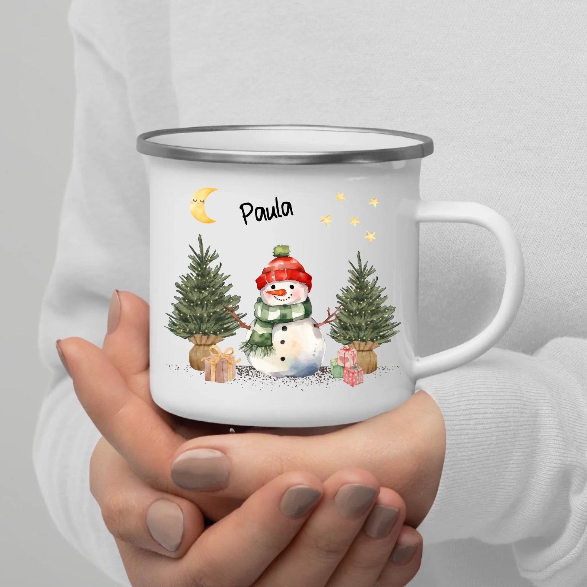 Personalisierte Emaille Tasse für Kinder von Little Mathilda – Tasse bedrucken lassen mit Namen und Tiermotiv
