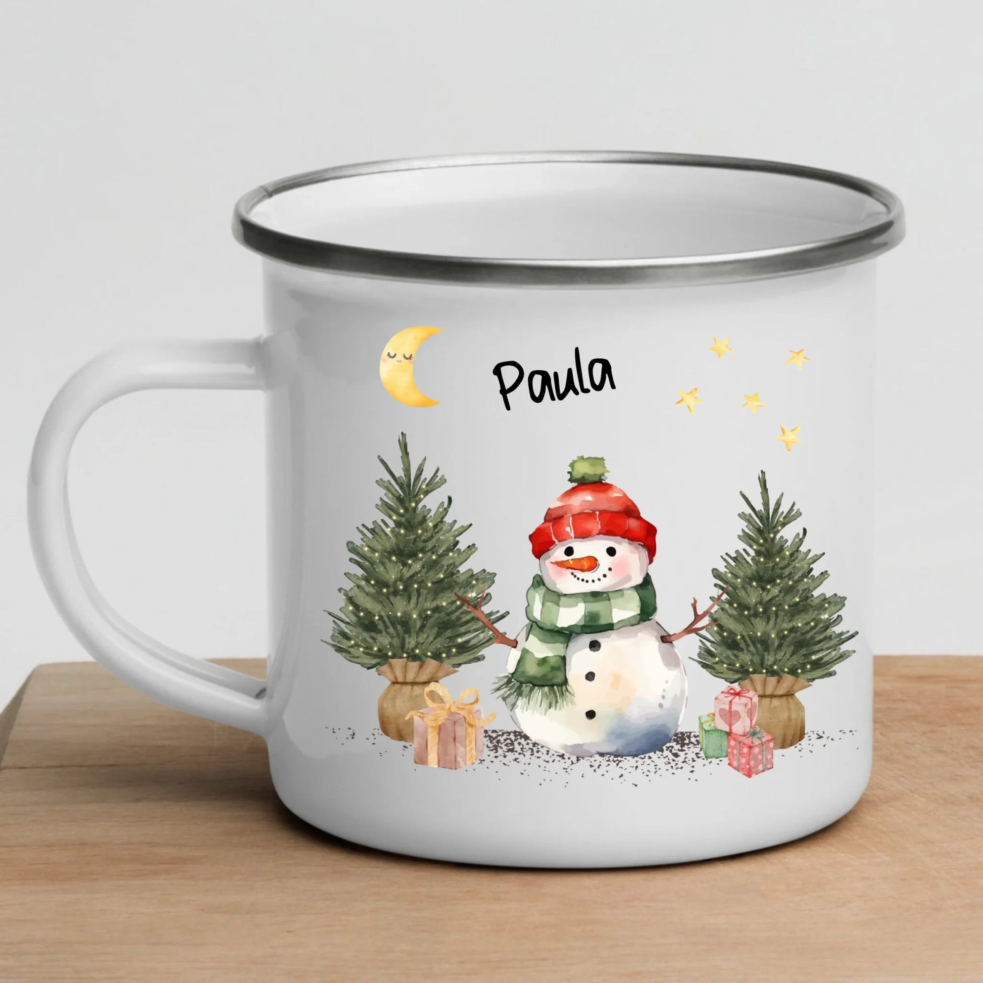 Personalisierte Emaille Kindertasse mit Namen von Little Mathilda – bruchsicherer Kinderbecher aus Emaille mit Henkel