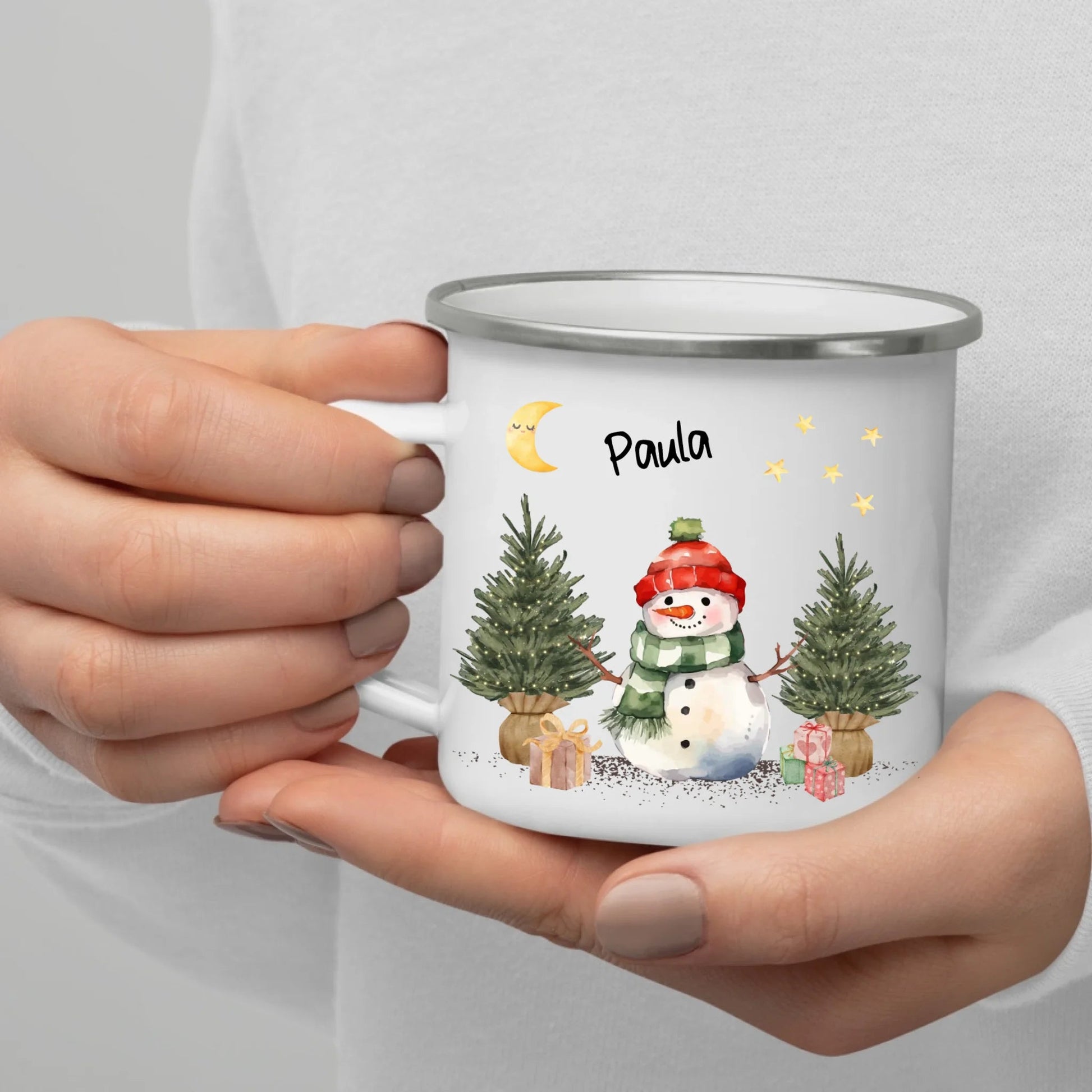 Personalisierte Weihnachtstasse für Kinder "Schneemann" Little Mathilda Little Mathilda Emaille Tasse