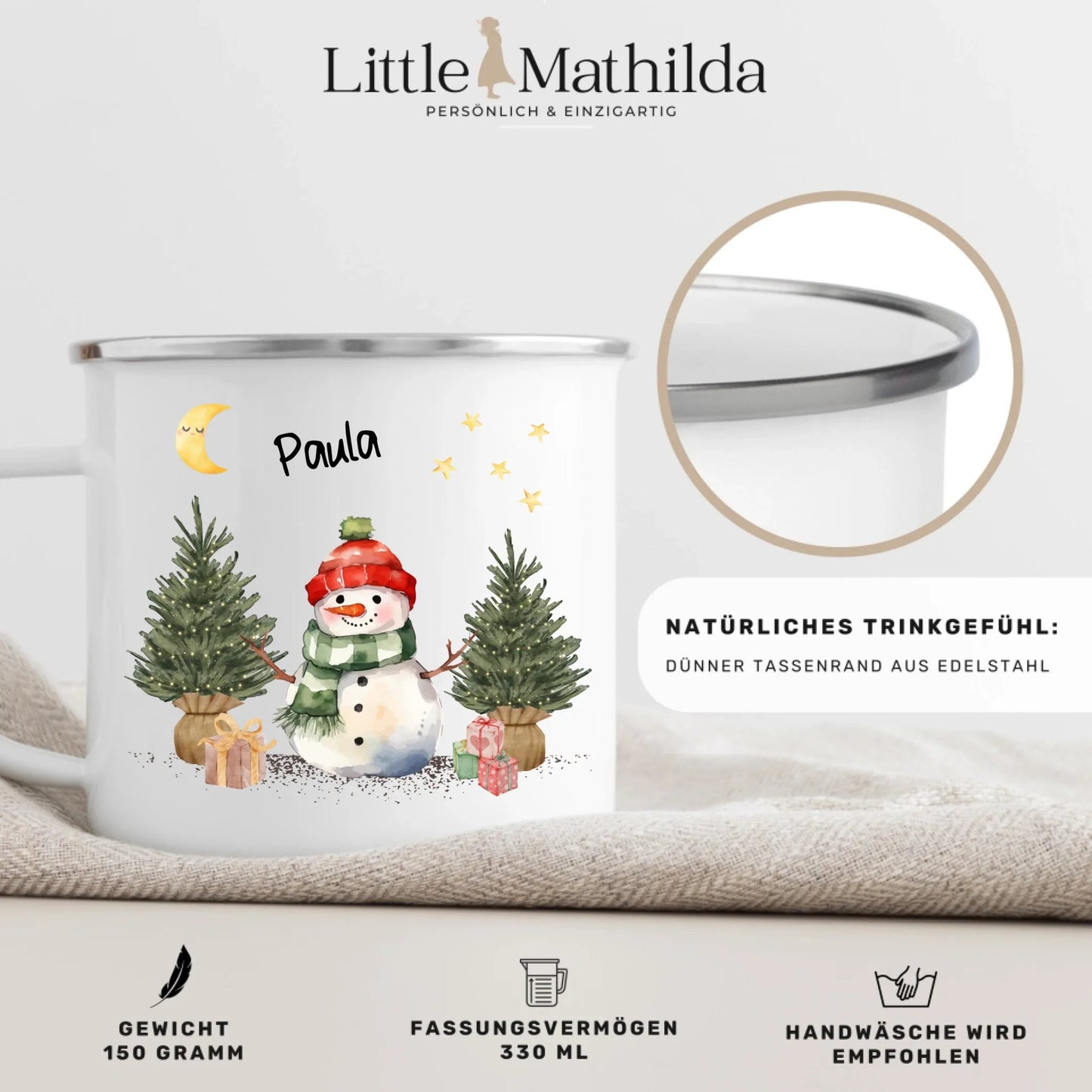 Individuell bedruckte Kindertasse mit Foto – personalisierte Emaille Tasse für Kinder von Little Mathilda