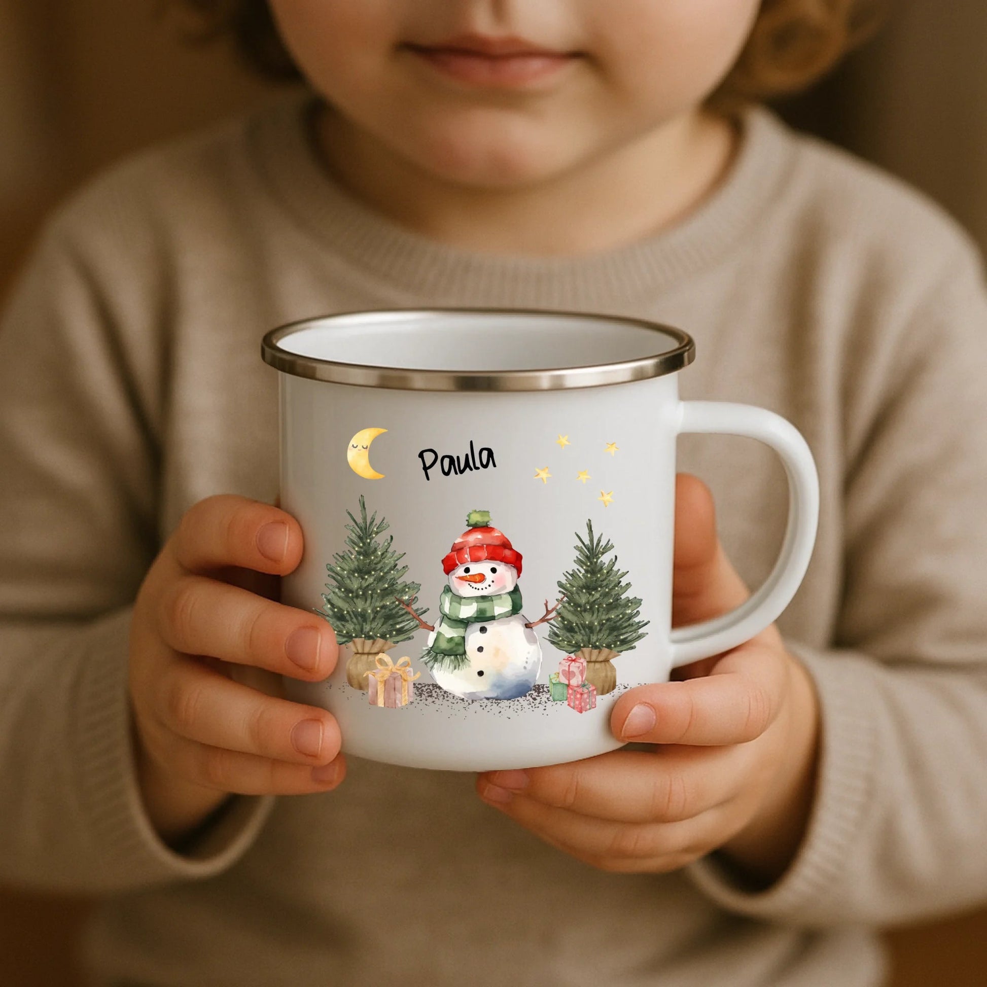 Emaille Kindertasse mit Namen von Little Mathilda – kratzfest, bruchsicher und recyclebar, ideal für den Alltag mit Kindern
