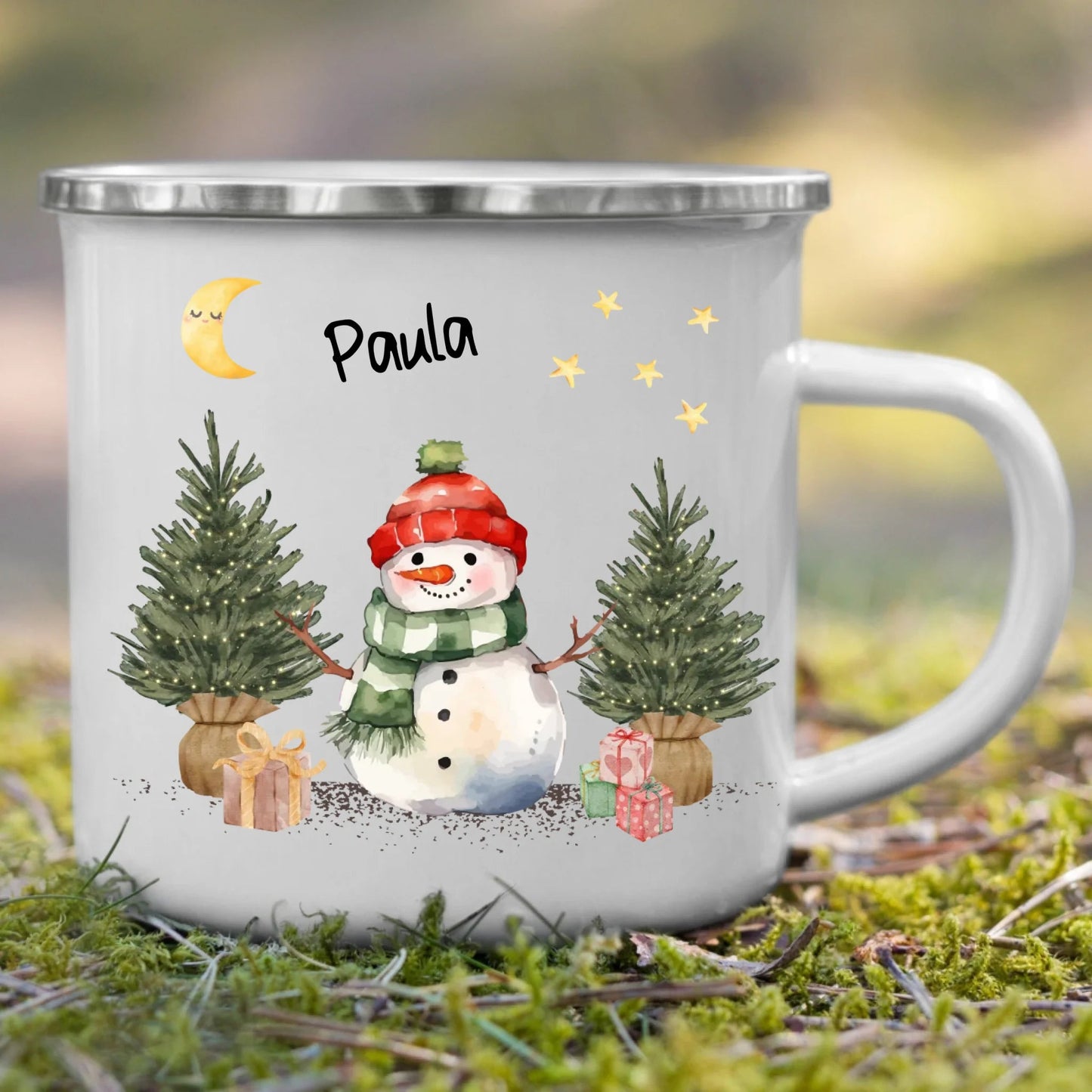 Personalisierte Weihnachtstasse für Kinder "Schneemann" Little Mathilda Little Mathilda Emaille Tasse