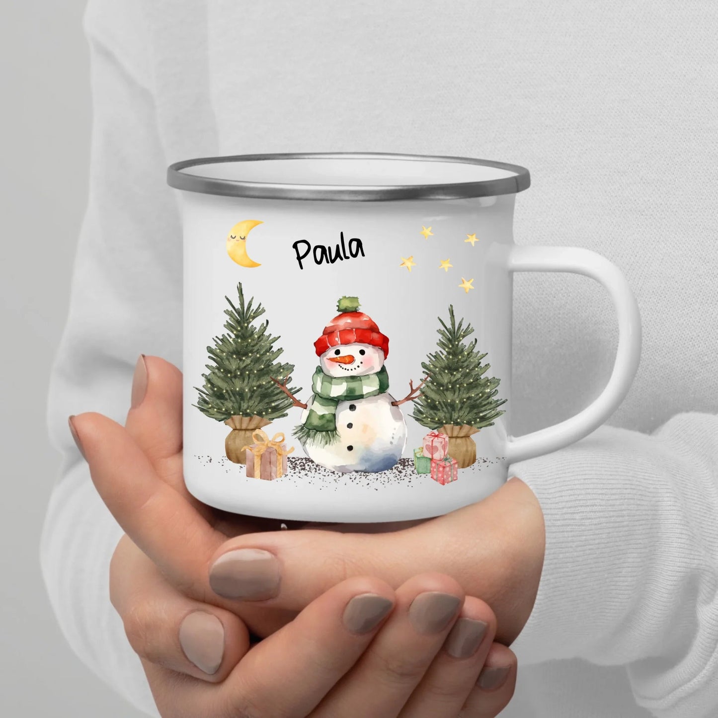 Personalisierte Weihnachtstasse für Kinder "Schneemann" Little Mathilda Little Mathilda Emaille Tasse