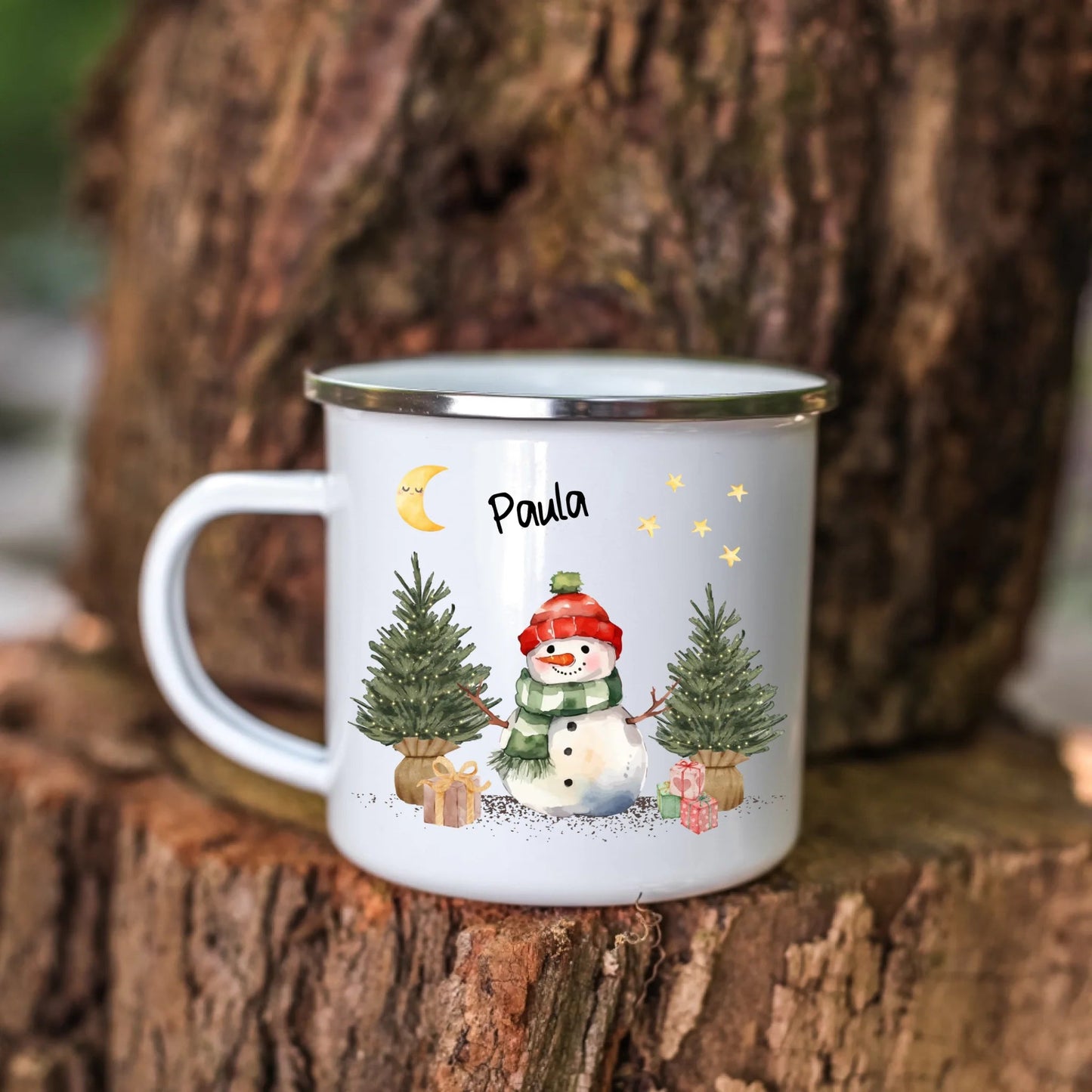 Personalisierte Weihnachtstasse für Kinder "Schneemann" Little Mathilda Little Mathilda Emaille Tasse