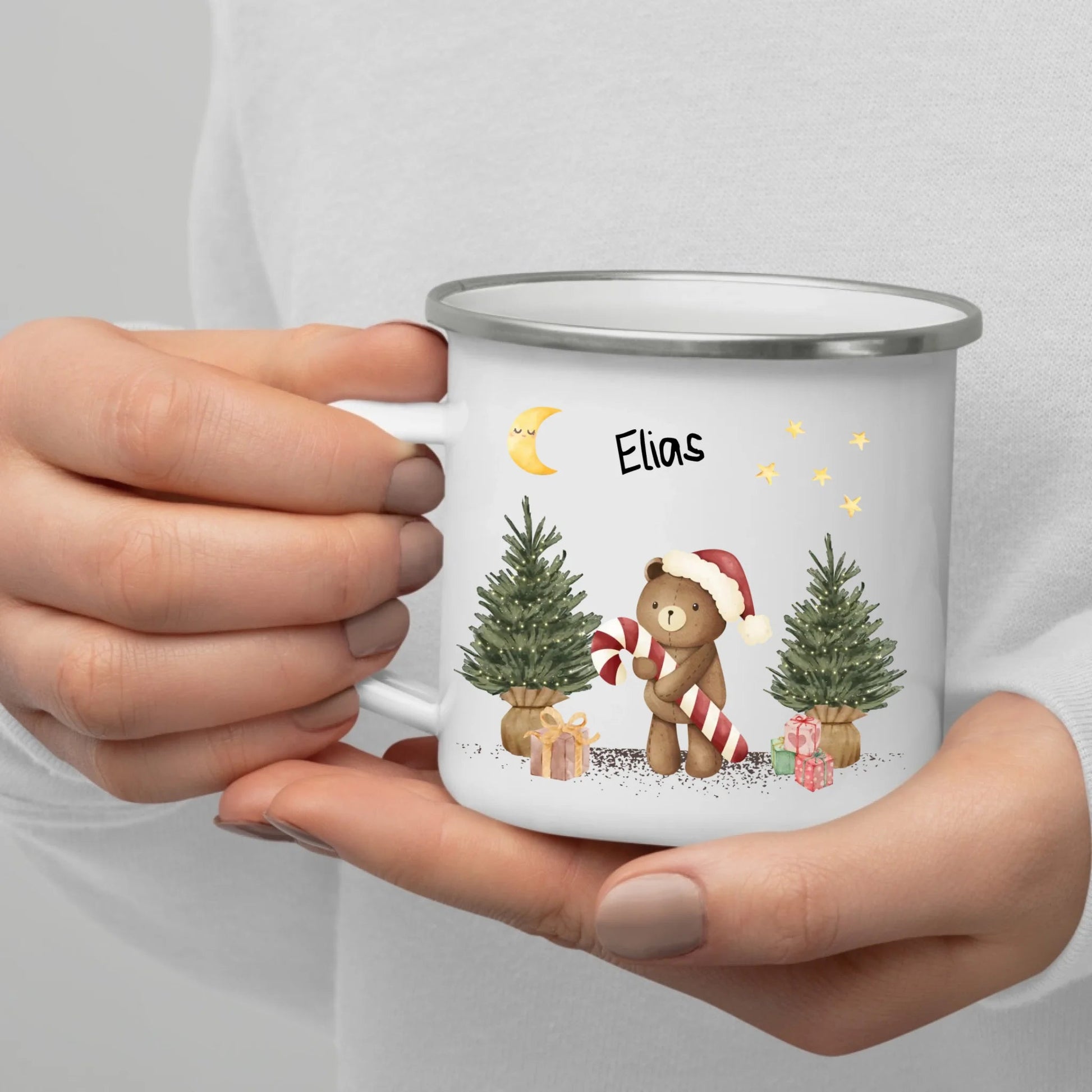 Personalisierte Weihnachtstasse für Kinder "Teddy" Little Mathilda Little Mathilda Emaille Tasse